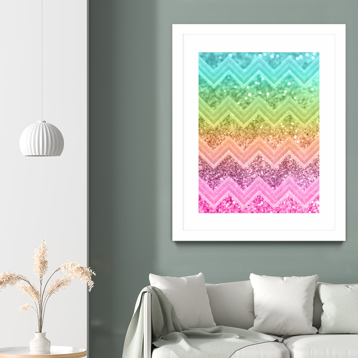 Rainbow Glitter Chevron #1 #shiny #decor #art by Anita & Bella Jantz on GIANT ART - orange photo illustration