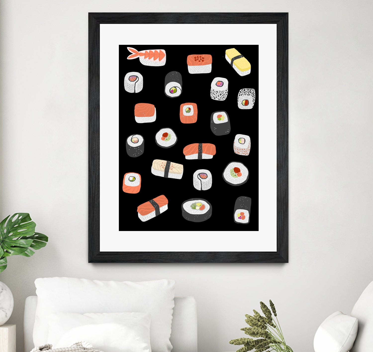 Sushi Roll Maki Nigiri Japanese Food Art by Nic Squirrell on GIANT ART - blue digital painting