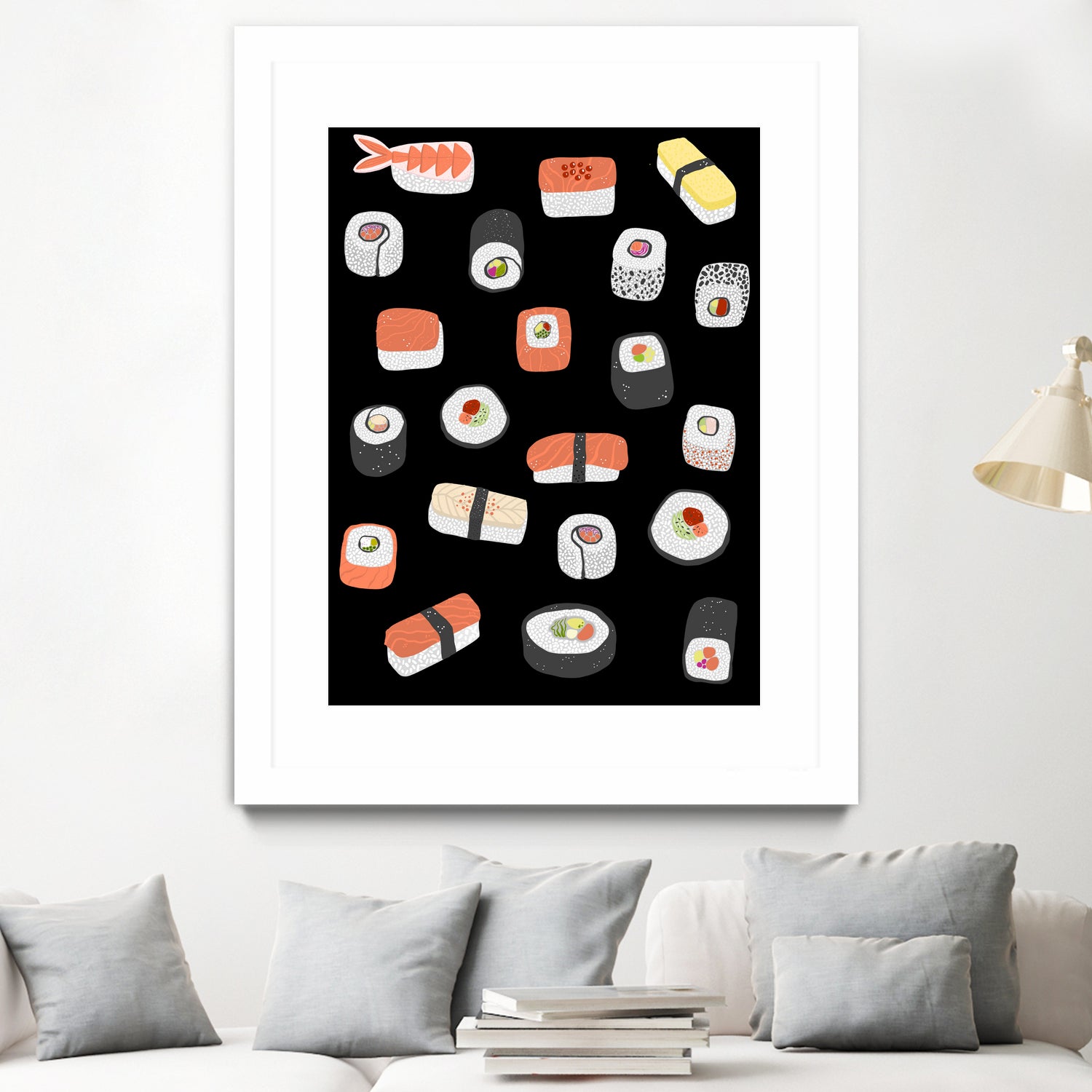 Sushi Roll Maki Nigiri Japanese Food Art by Nic Squirrell on GIANT ART - blue digital painting