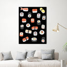 Sushi Roll Maki Nigiri Japanese Food Art by Nic Squirrell on GIANT ART - blue digital painting