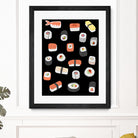 Sushi Roll Maki Nigiri Japanese Food Art by Nic Squirrell on GIANT ART - blue digital painting