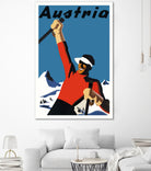 Austria Skiing Poster by Lorna Carroll on GIANT ART - blue digital drawing