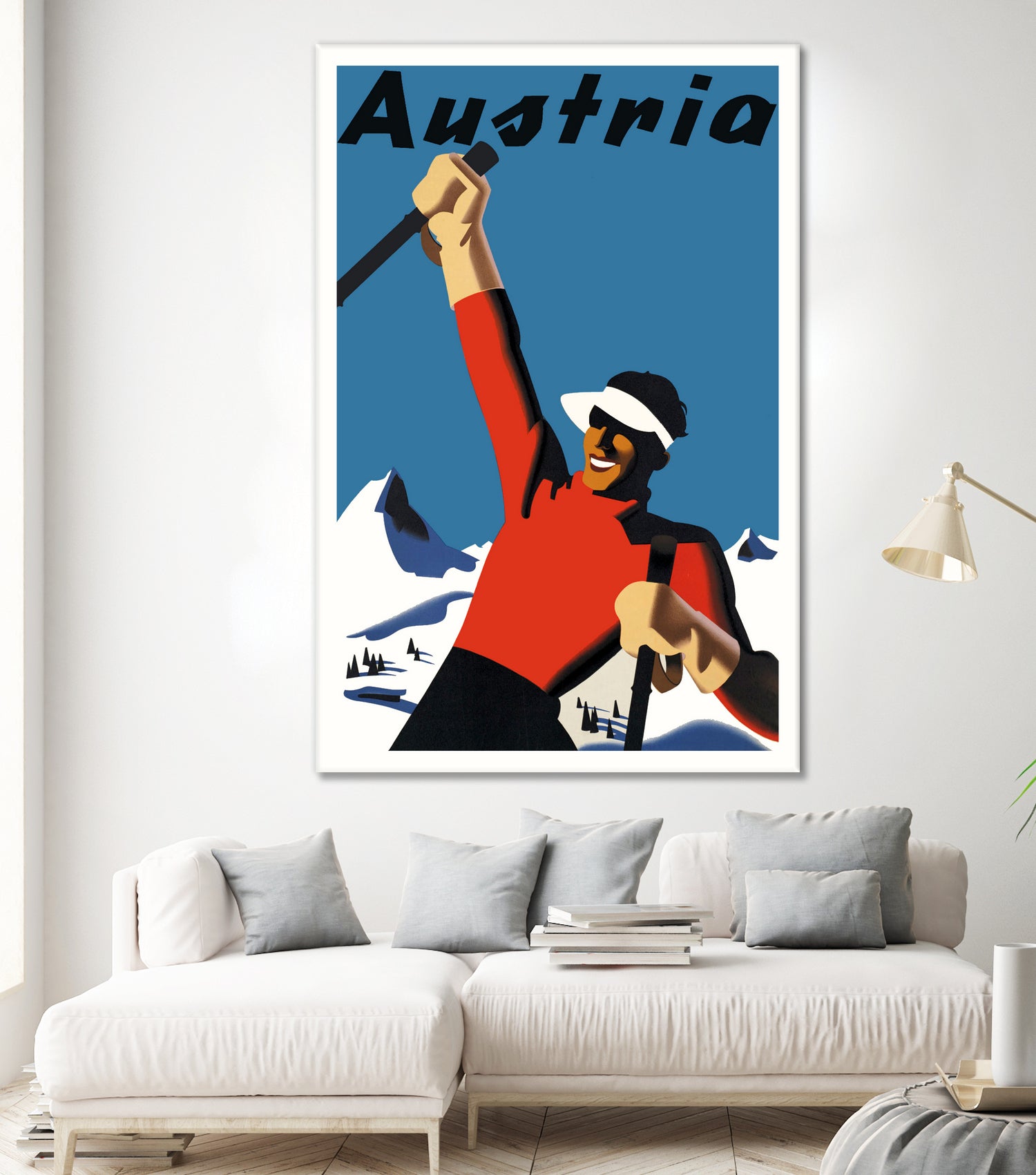 Austria Skiing Poster by Lorna Carroll on GIANT ART - blue digital drawing