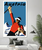 Austria Skiing Poster by Lorna Carroll on GIANT ART - blue digital drawing