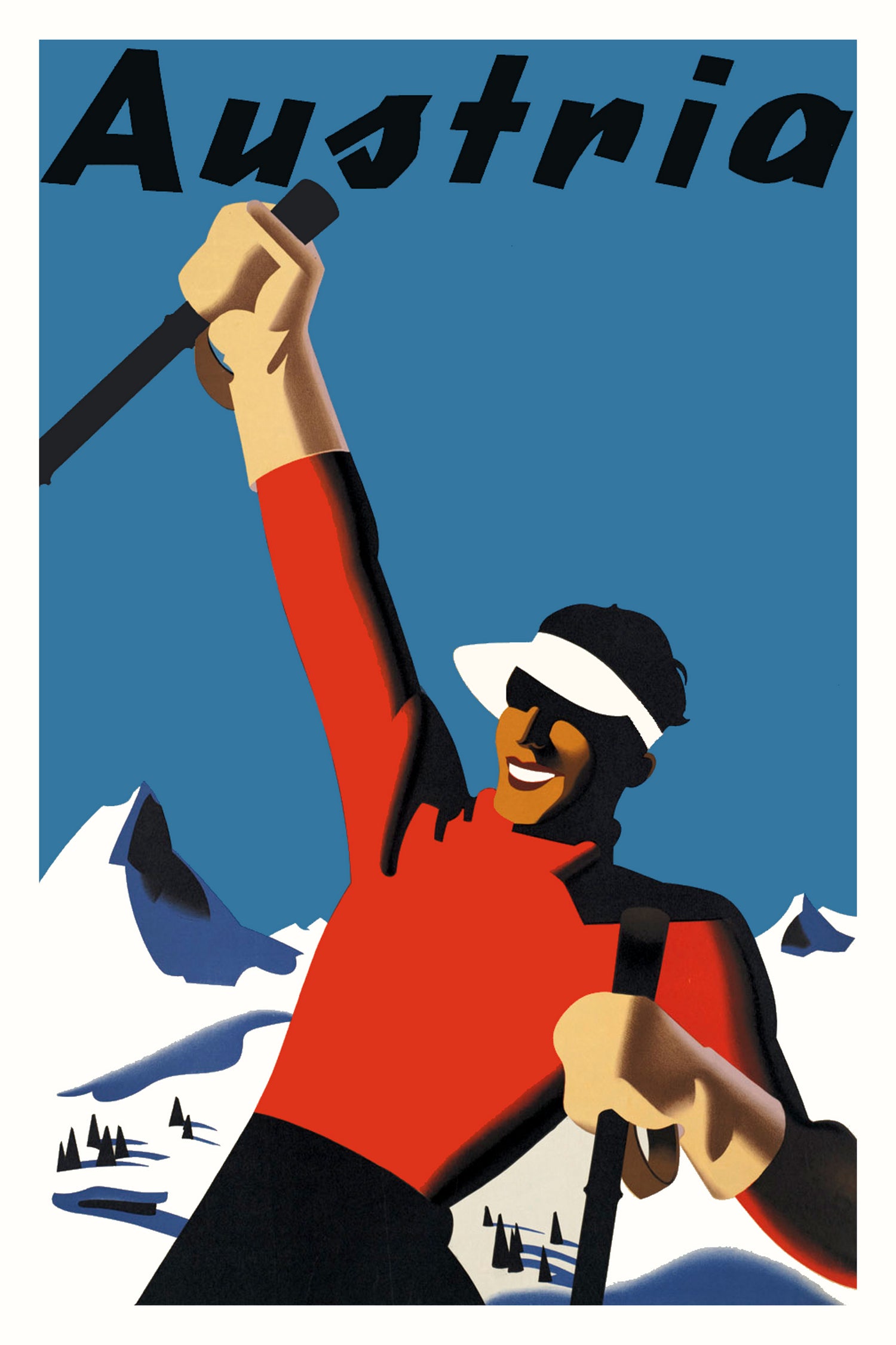 Austria Skiing Poster by Lorna Carroll on GIANT ART - blue digital drawing