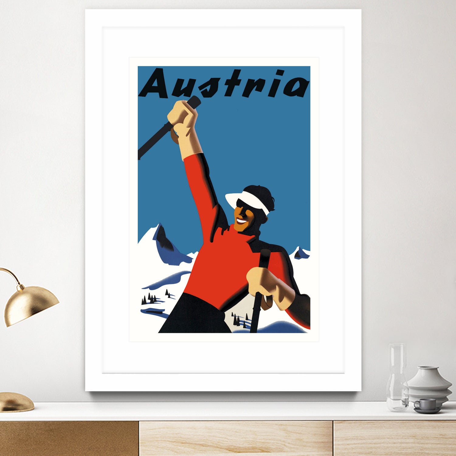 Austria Skiing Poster by Lorna Carroll on GIANT ART - blue digital drawing