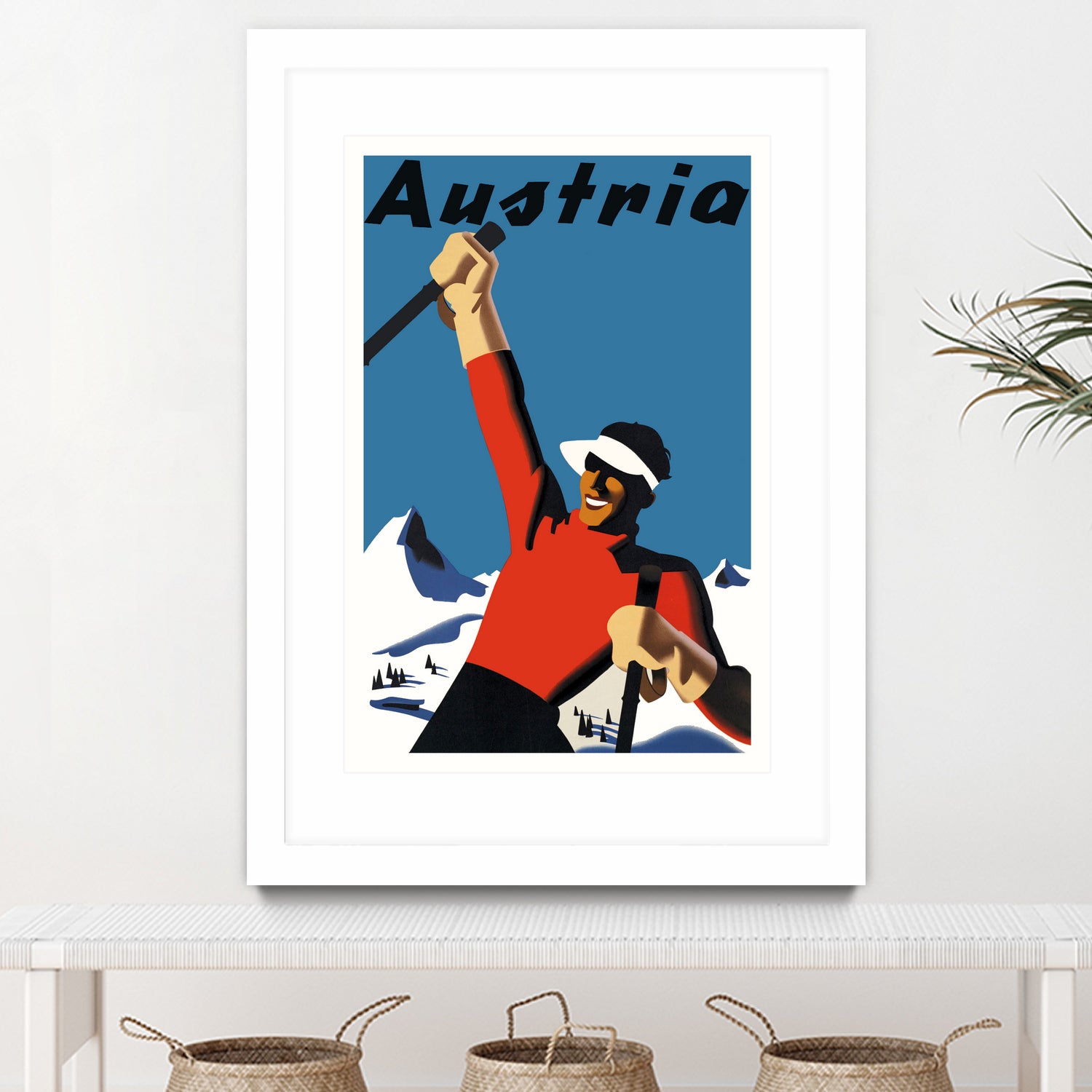 Austria Skiing Poster by Lorna Carroll on GIANT ART - blue digital drawing