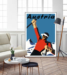 Austria Skiing Poster by Lorna Carroll on GIANT ART - blue digital drawing