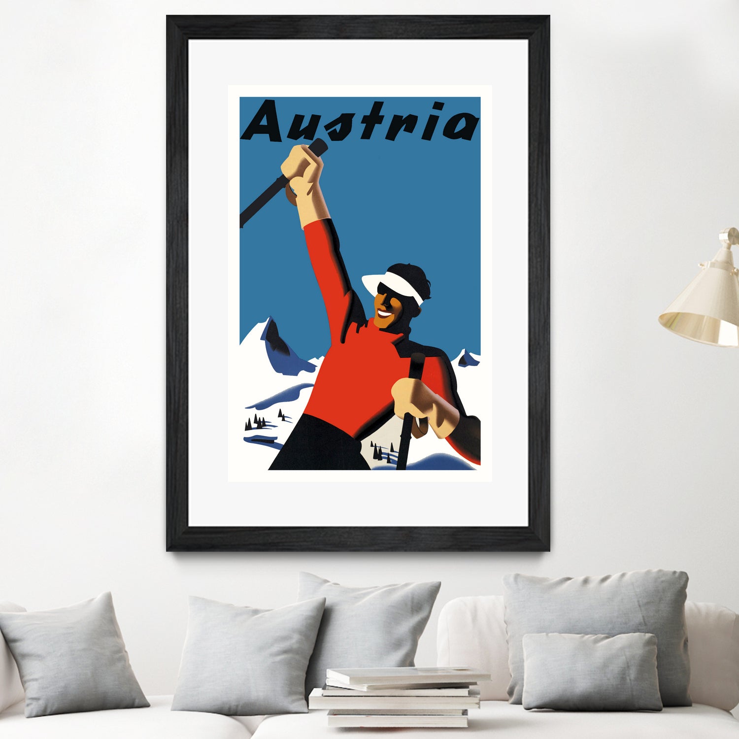 Austria Skiing Poster by Lorna Carroll on GIANT ART - blue digital drawing