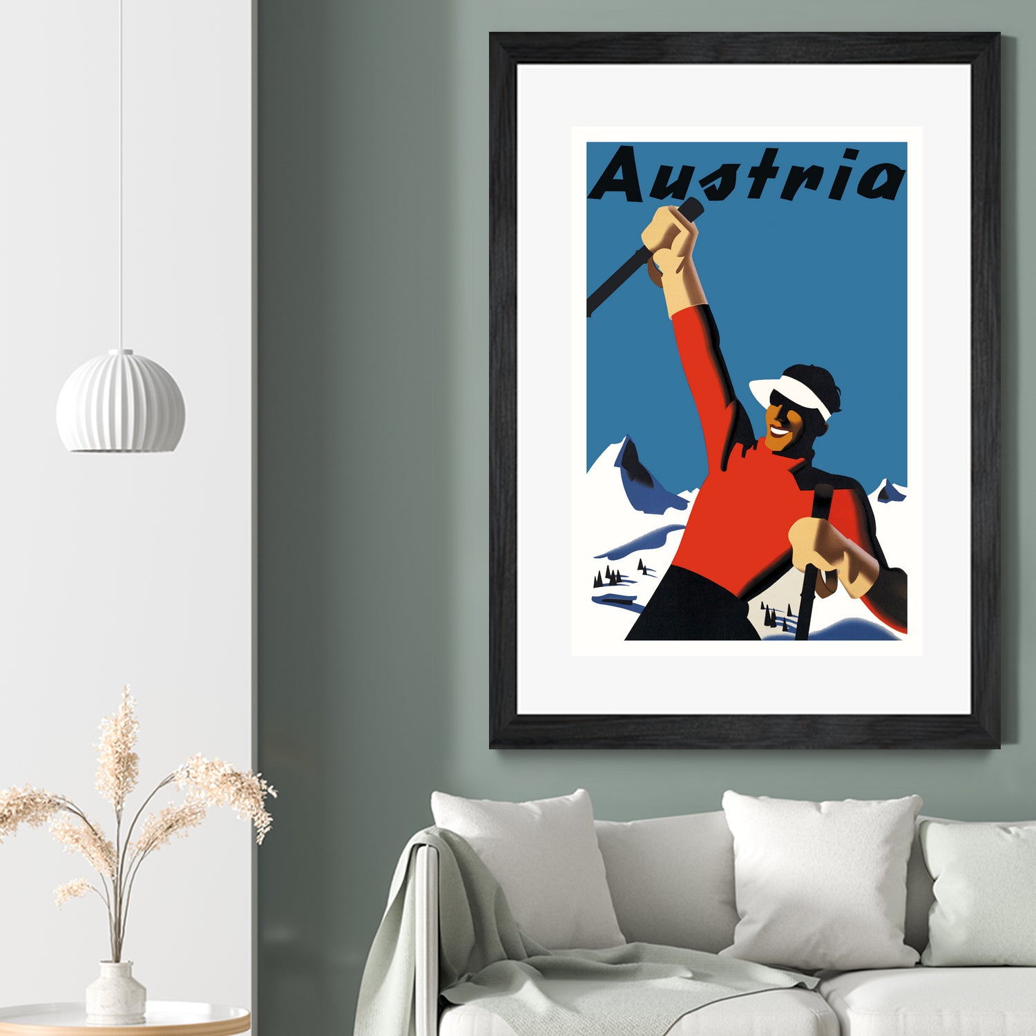 Austria Skiing Poster by Lorna Carroll on GIANT ART - blue digital drawing