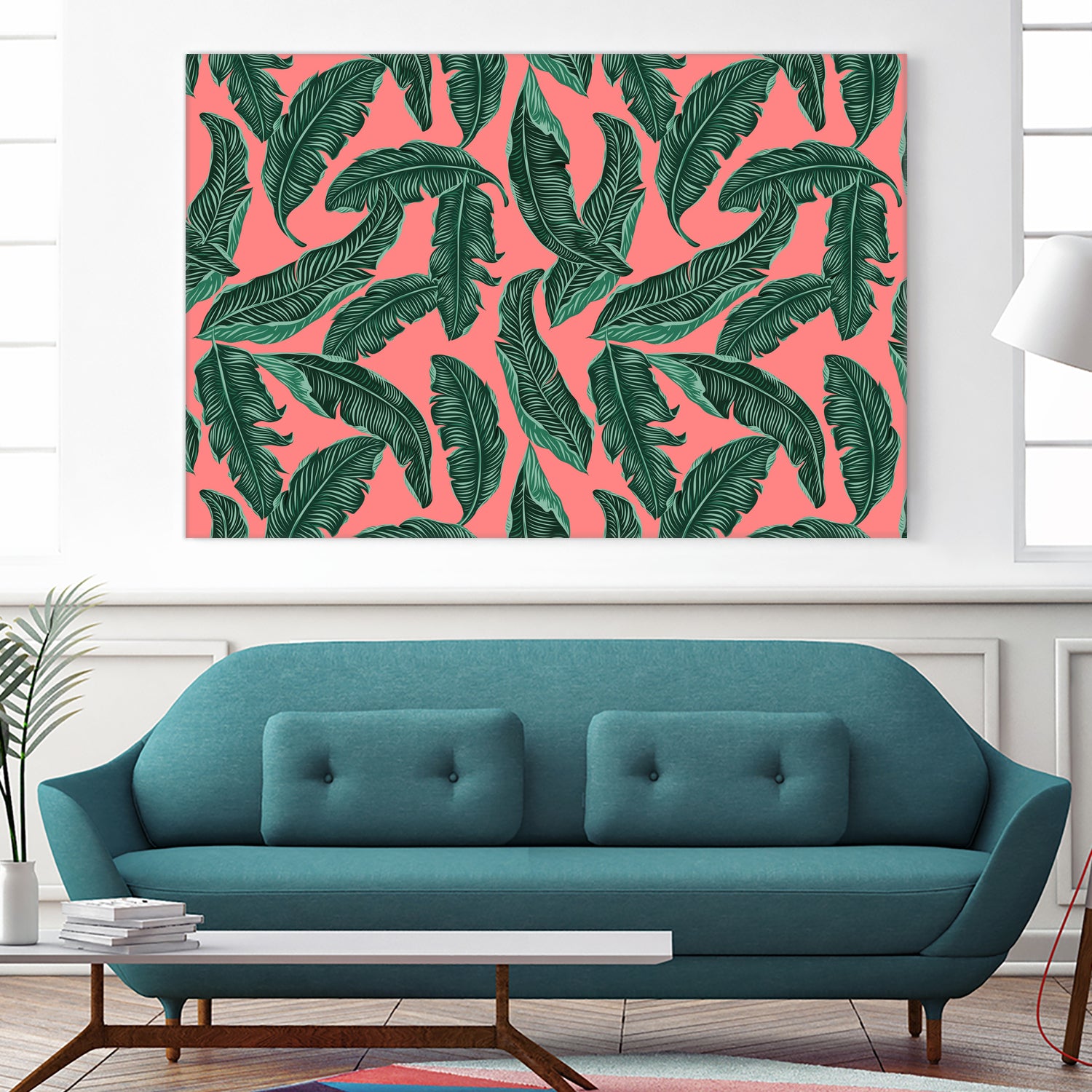 Banana leaves tropical leaves green pink by susana costa on GIANT ART - pink photo manipulation