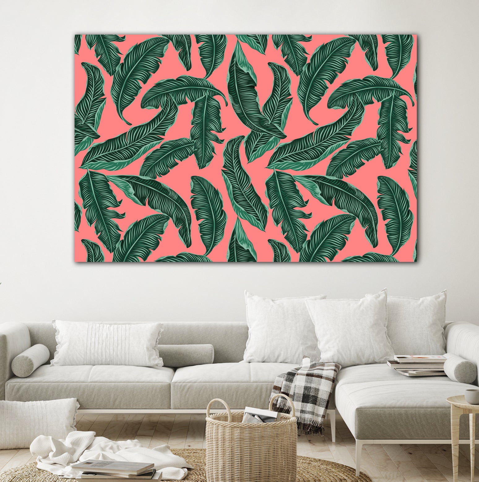 Banana leaves tropical leaves green pink by susana costa on GIANT ART - pink photo manipulation