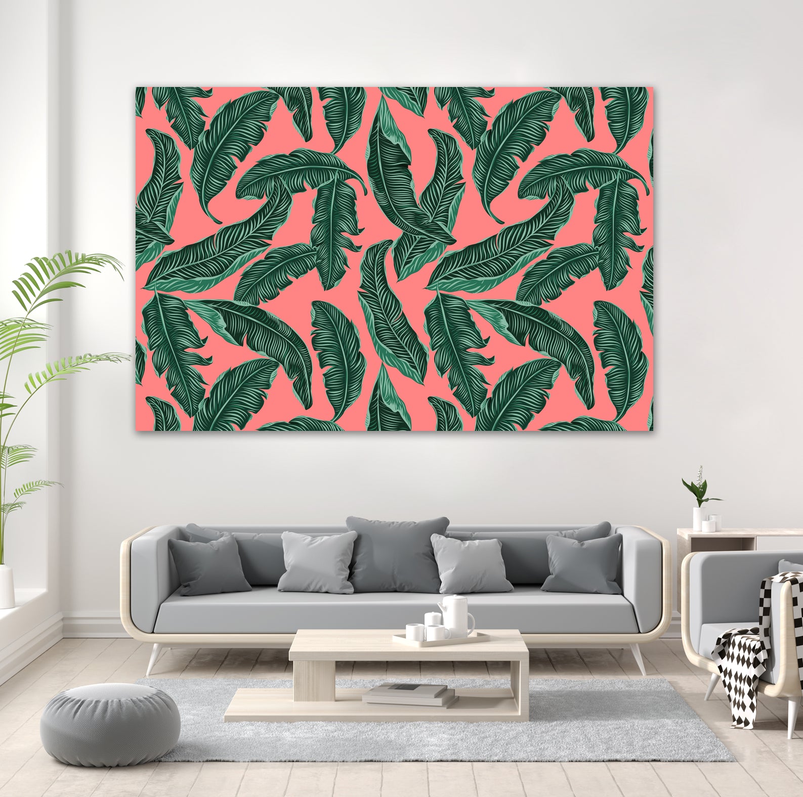 Banana leaves tropical leaves green pink by susana costa on GIANT ART - pink photo manipulation