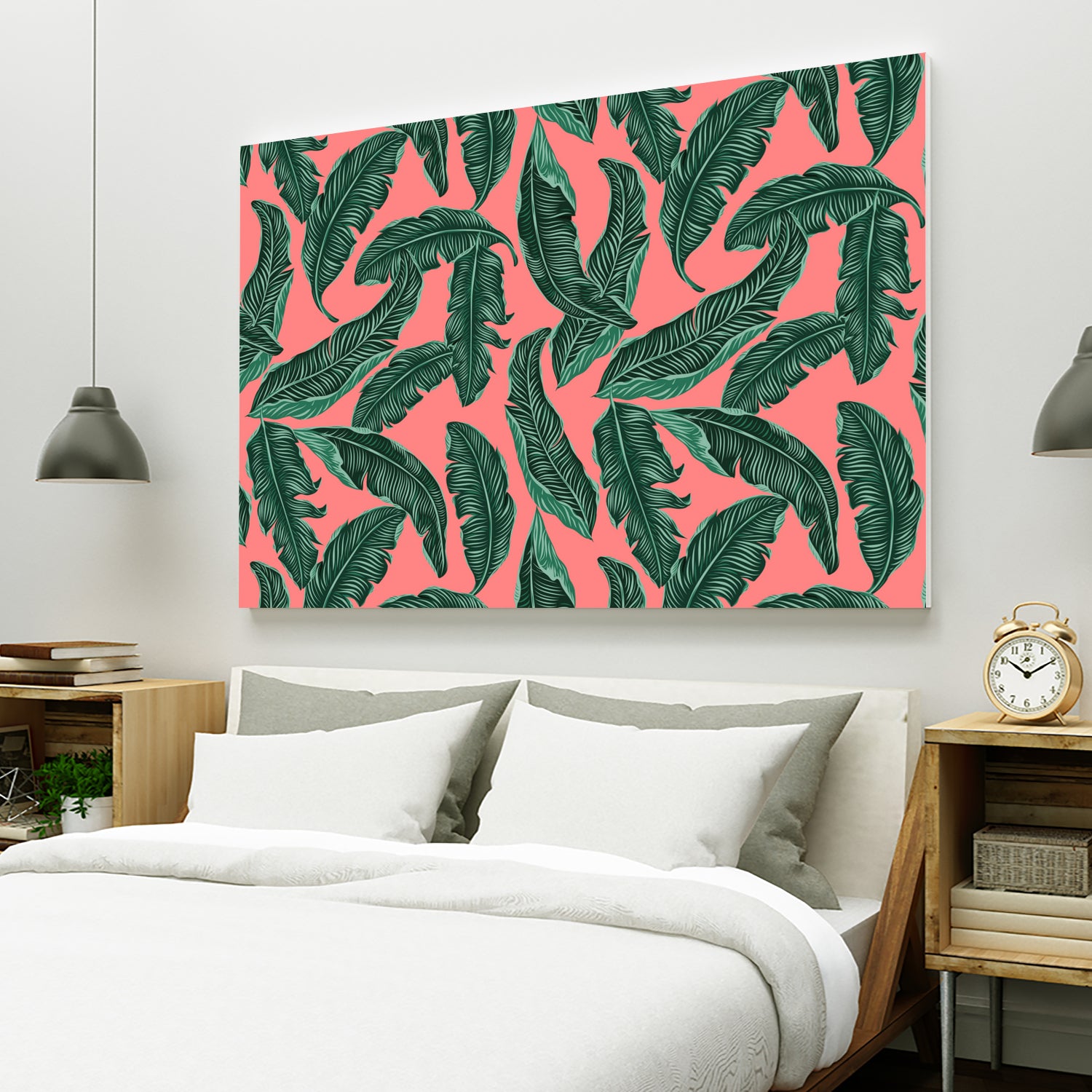 Banana leaves tropical leaves green pink by susana costa on GIANT ART - pink photo manipulation