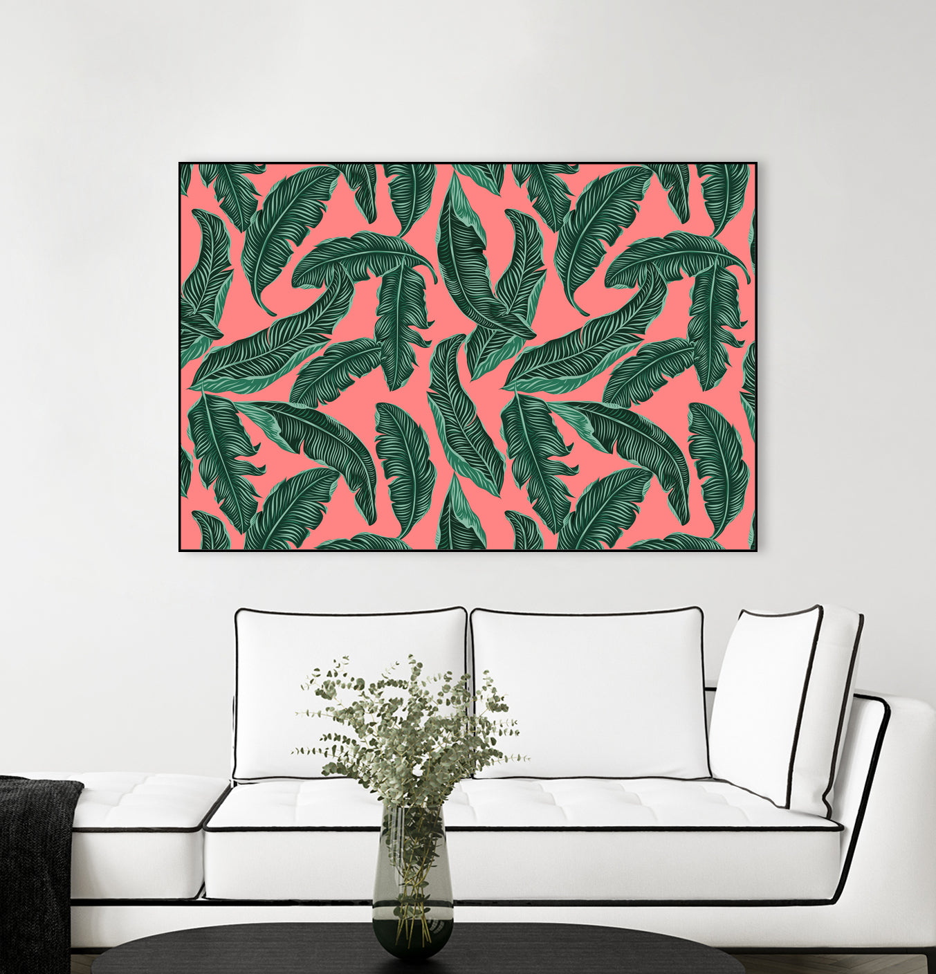 Banana leaves tropical leaves green pink by susana costa on GIANT ART - pink photo manipulation