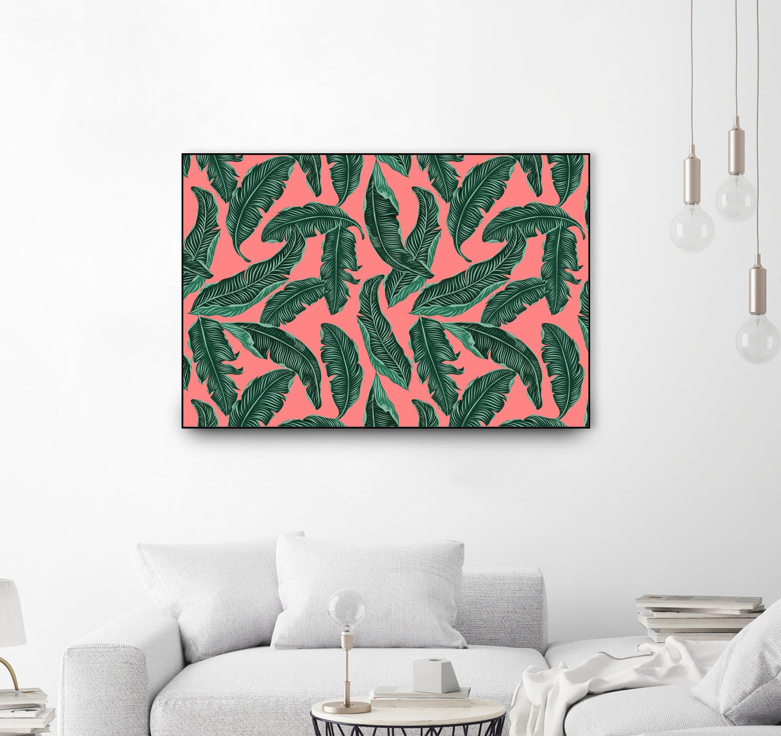 Banana leaves tropical leaves green pink by susana costa on GIANT ART - pink photo manipulation