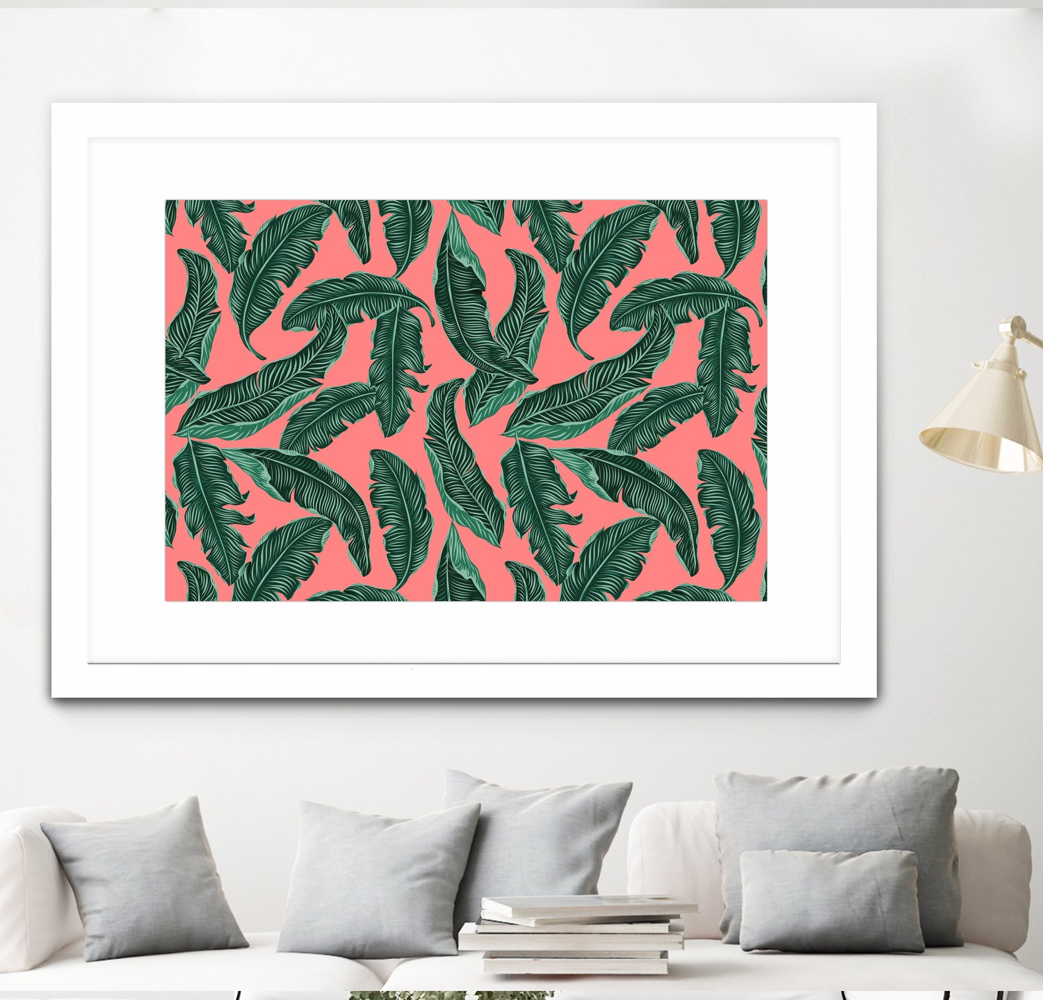 Banana leaves tropical leaves green pink by susana costa on GIANT ART - pink photo manipulation