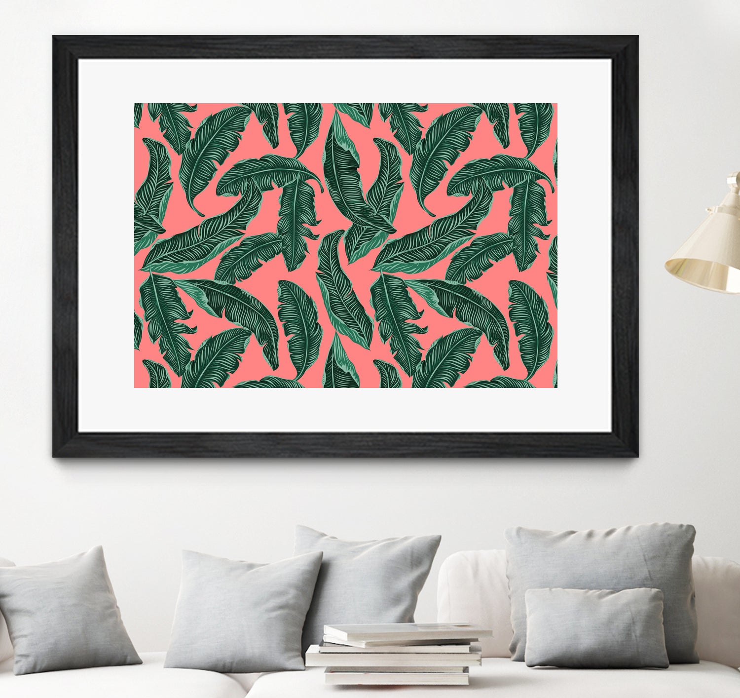 Banana leaves tropical leaves green pink by susana costa on GIANT ART - pink photo manipulation