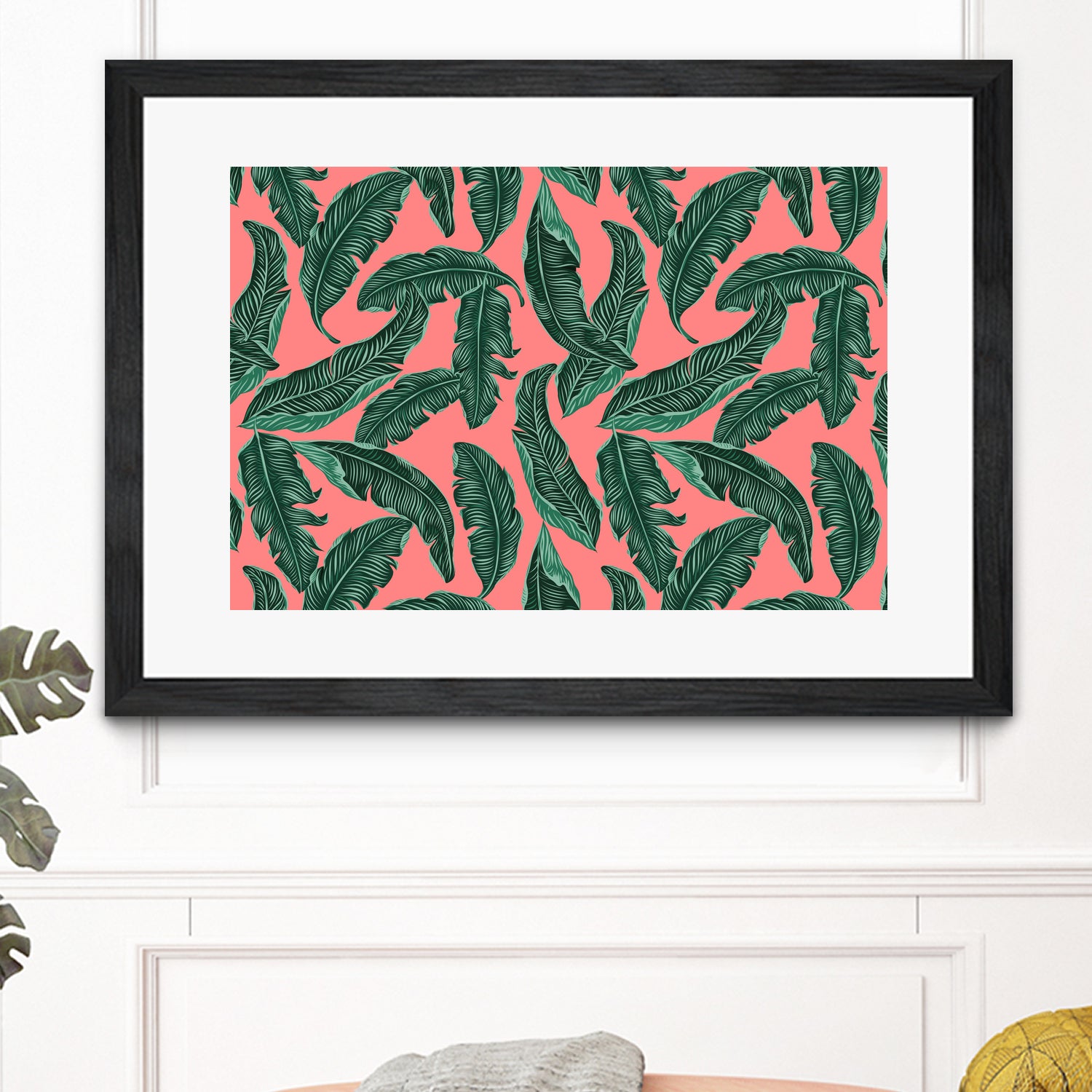 Banana leaves tropical leaves green pink by susana costa on GIANT ART - pink photo manipulation