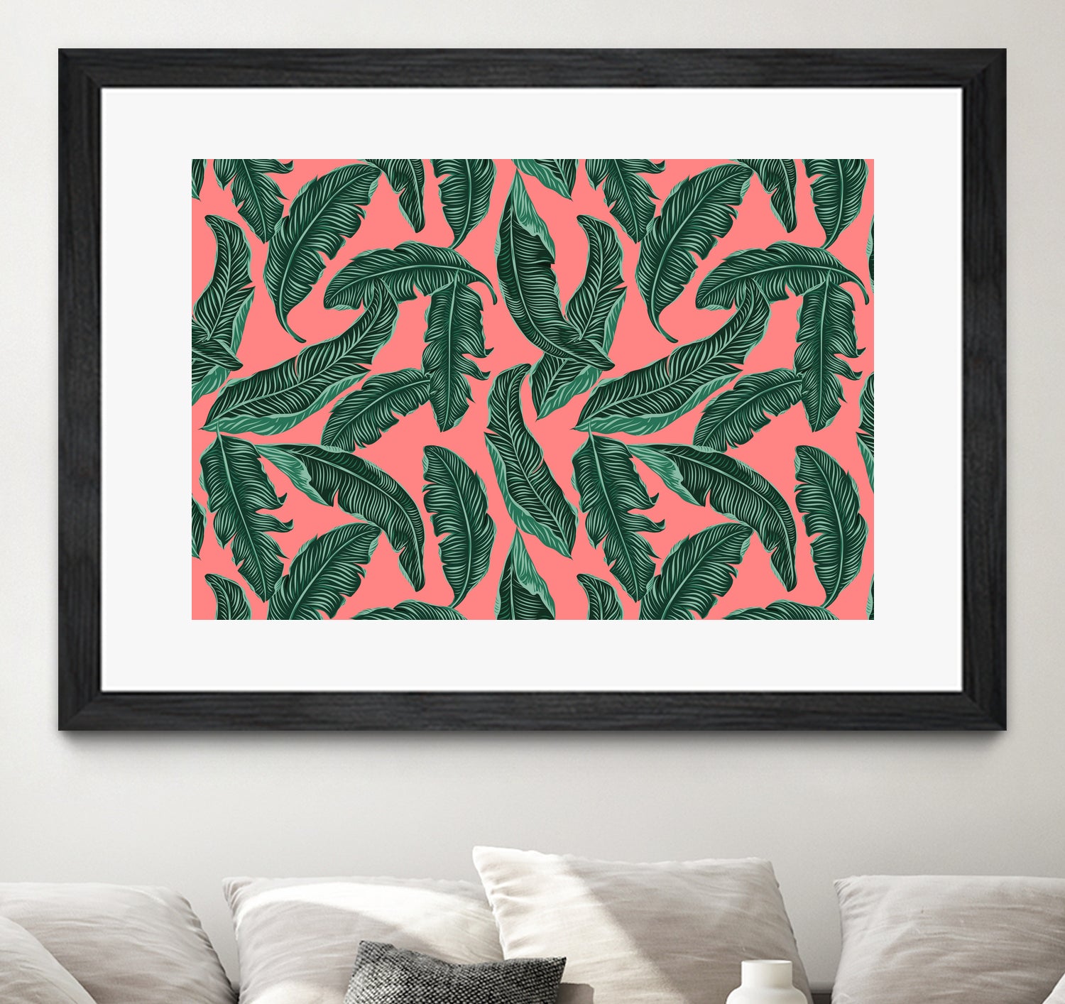 Banana leaves tropical leaves green pink by susana costa on GIANT ART - pink photo manipulation