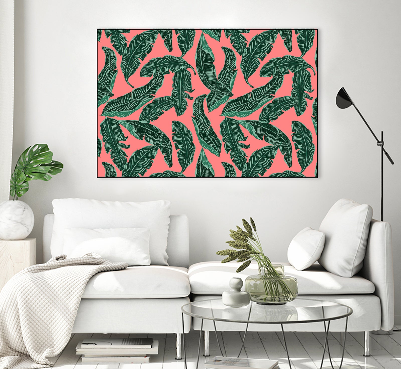 Banana leaves tropical leaves green pink by susana costa on GIANT ART - pink photo manipulation