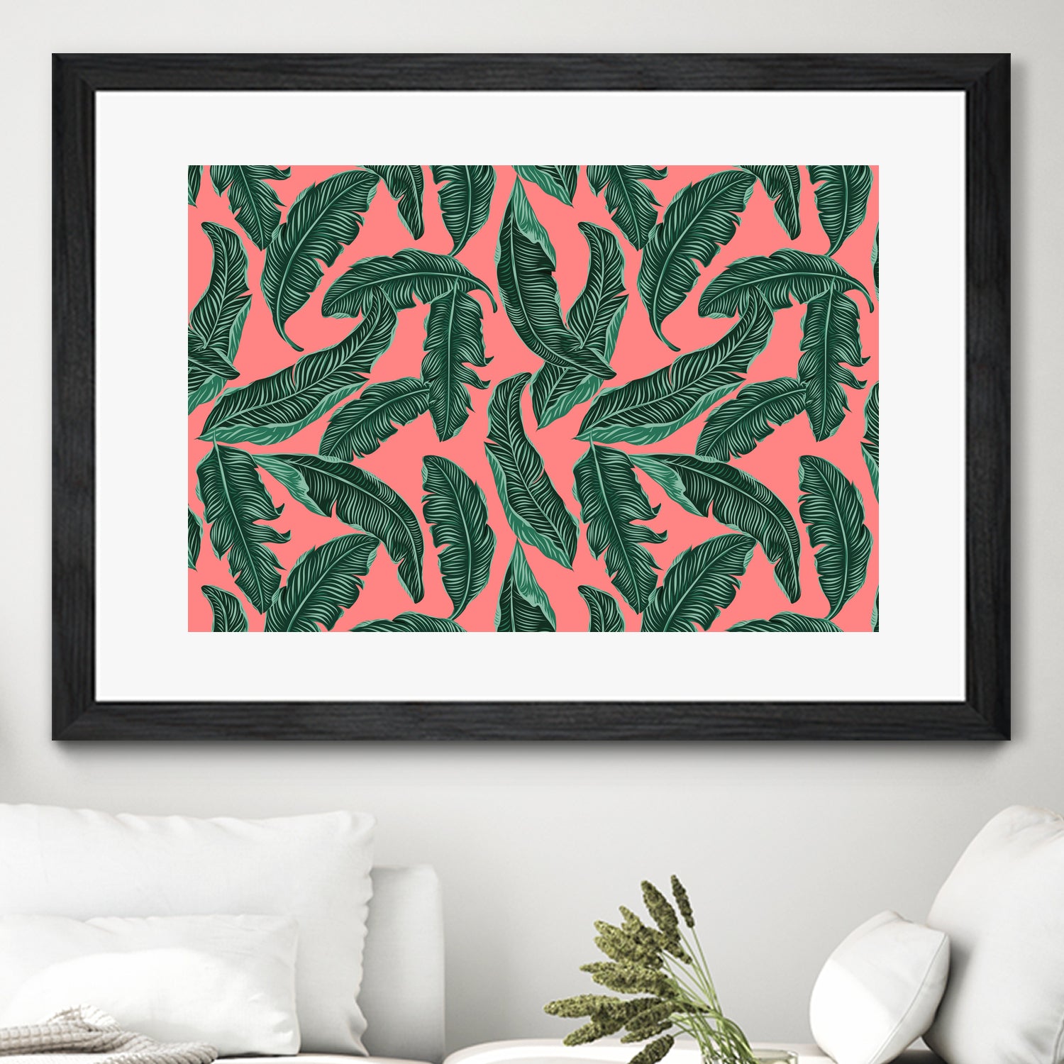 Banana leaves tropical leaves green pink by susana costa on GIANT ART - pink photo manipulation