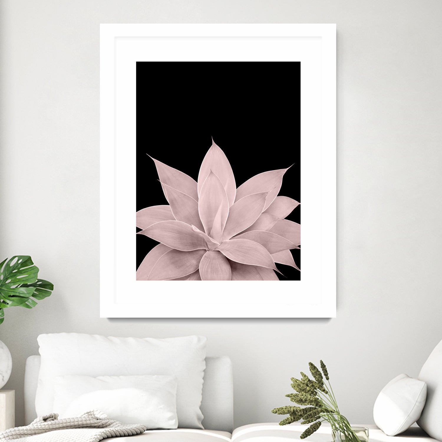 Blush Agave on Black #1 #tropical #decor #art by Anita & Bella Jantz on GIANT ART - pink photo illustration