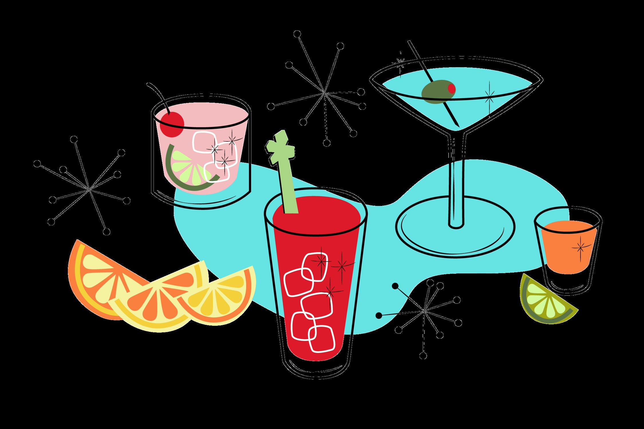 Cabo Cocktails by AMY MAXWELL on GIANT ART - red digital drawing