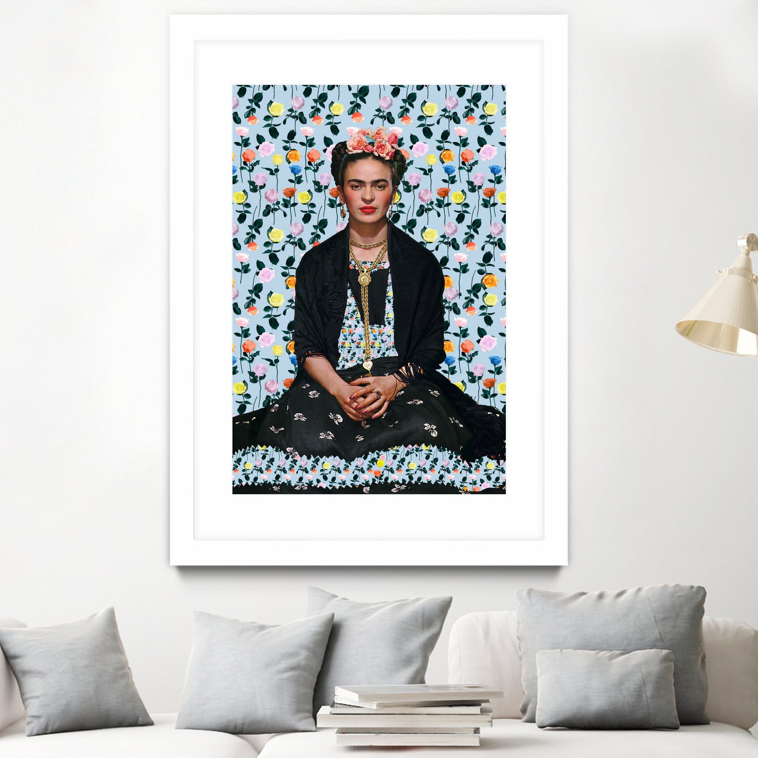 Frida kahlo Floral II by Vitor Costa on GIANT ART - blue photo illustration