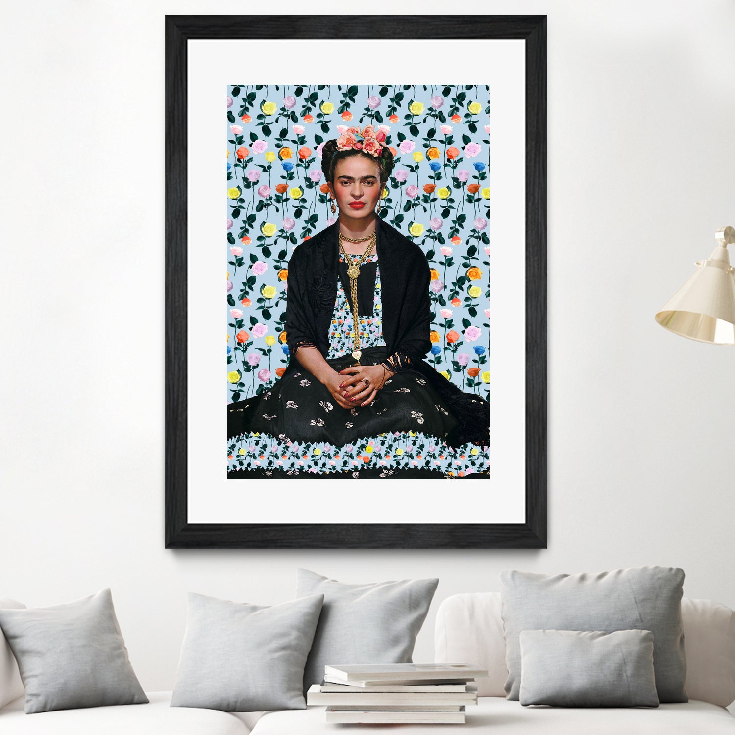 Frida kahlo Floral II by Vitor Costa on GIANT ART - blue photo illustration