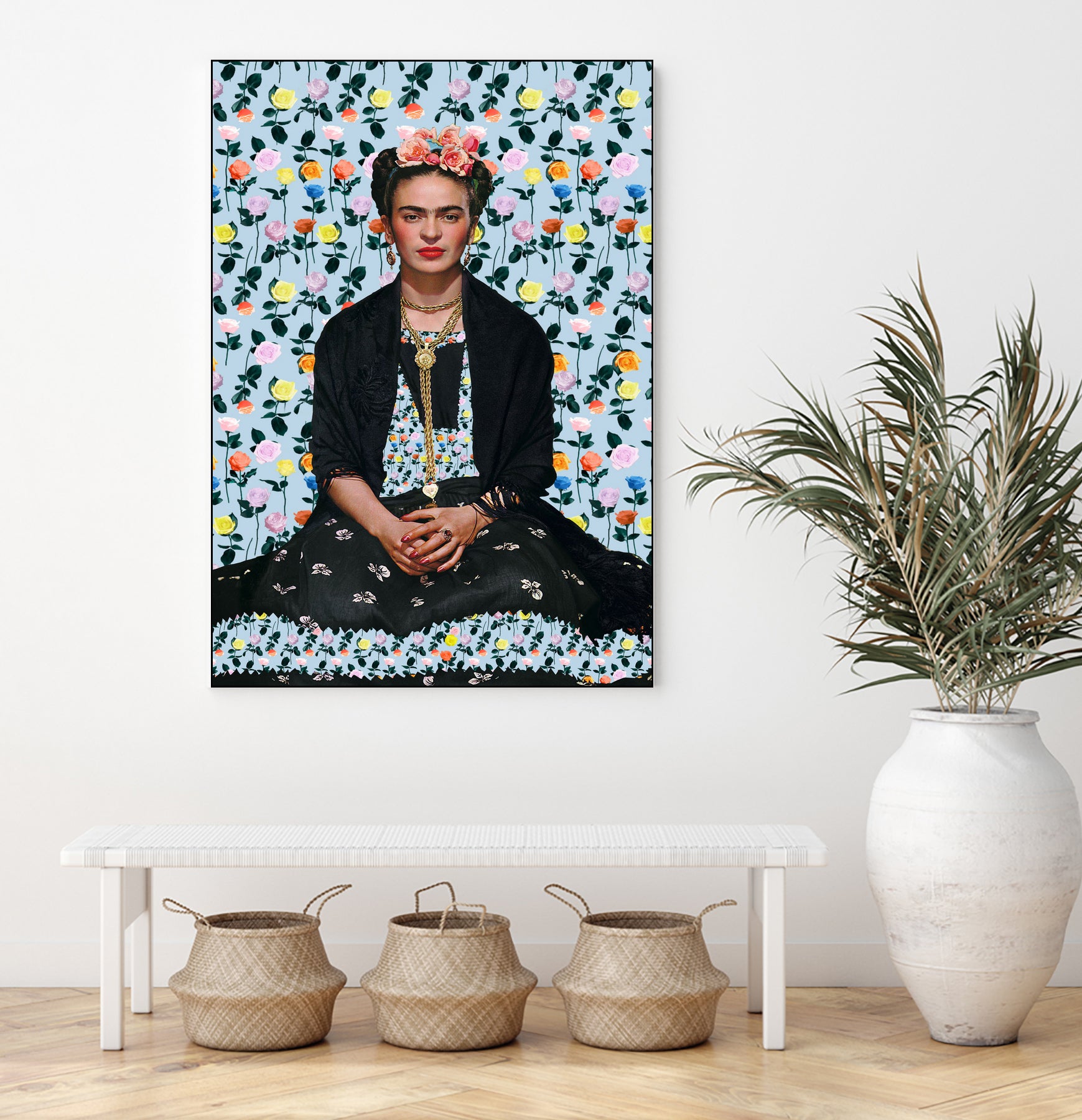 Frida kahlo Floral II by Vitor Costa on GIANT ART - blue photo illustration