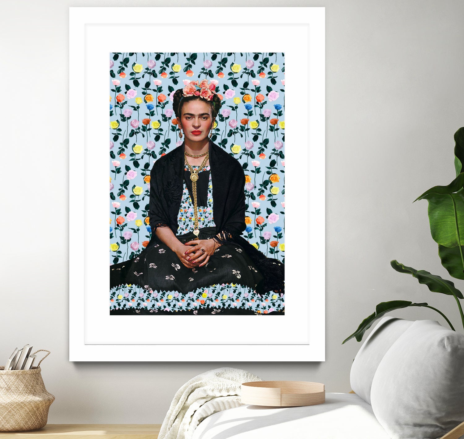 Frida kahlo Floral II by Vitor Costa on GIANT ART - blue photo illustration