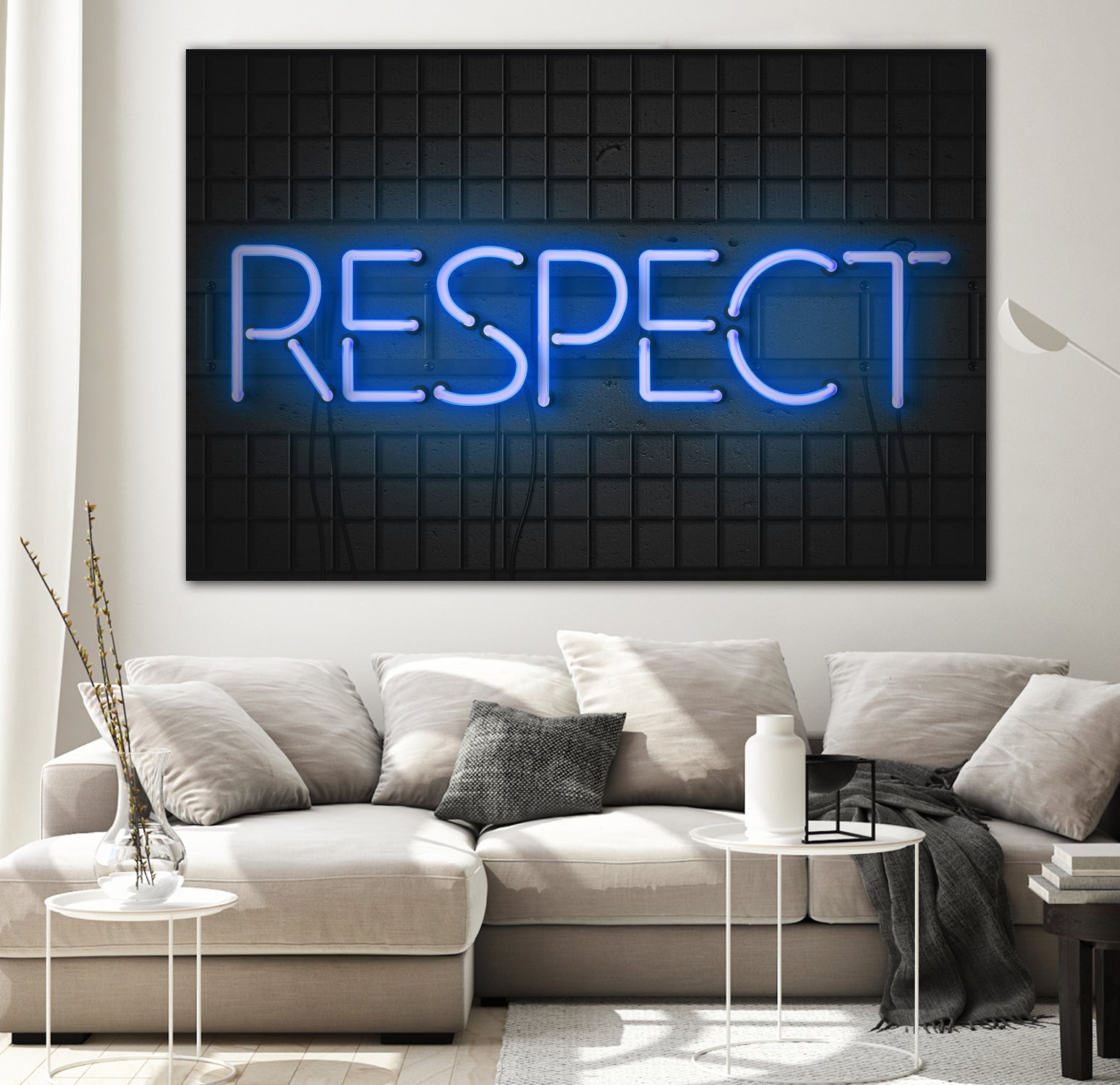 RESPECT – Neon Night by Art Frankenberg on GIANT ART - blue typography