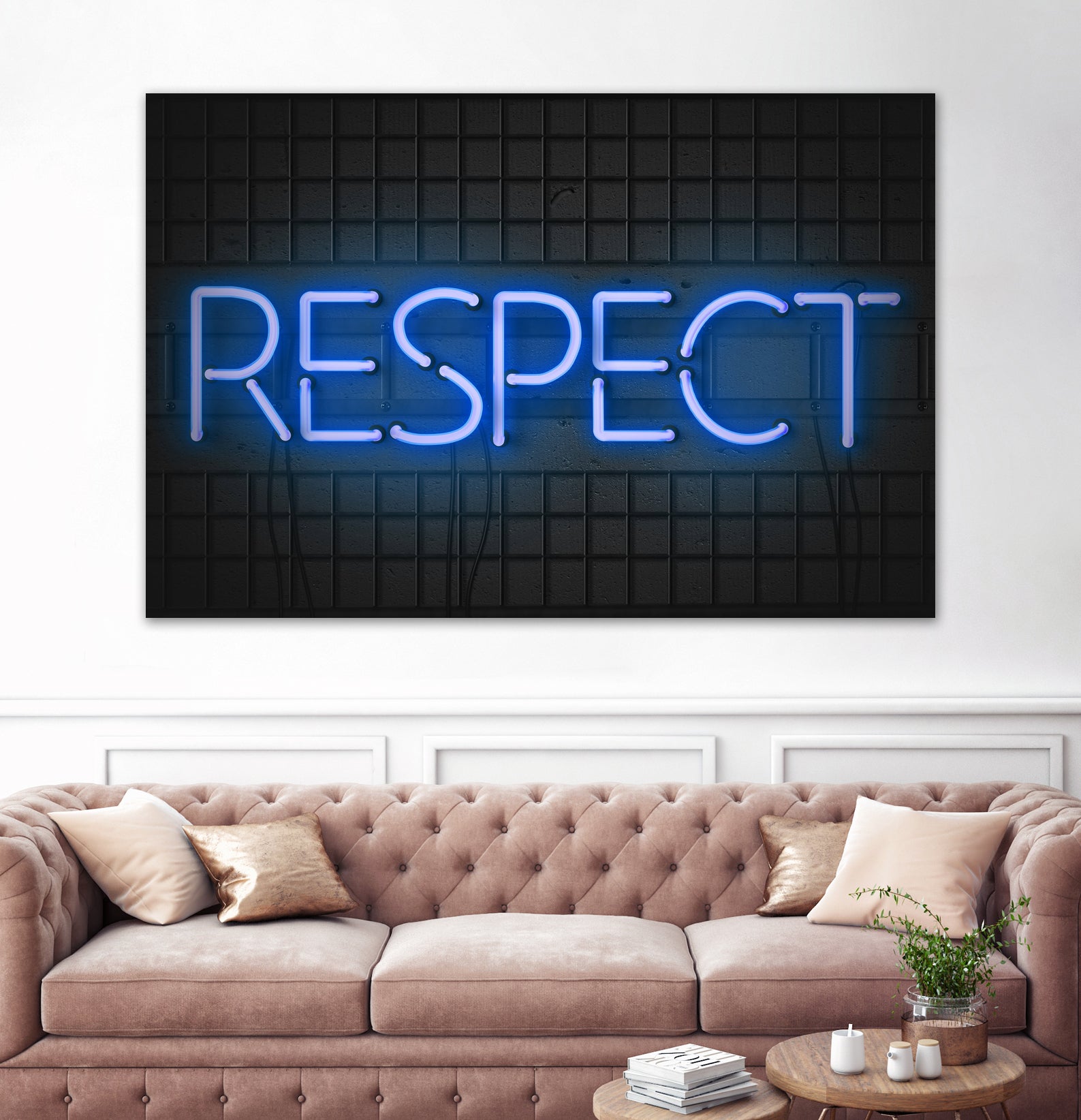 RESPECT – Neon Night by Art Frankenberg on GIANT ART - blue typography