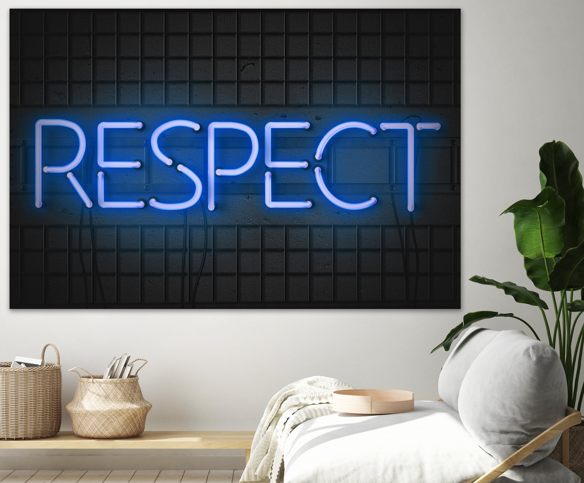 RESPECT – Neon Night by Art Frankenberg on GIANT ART - blue typography