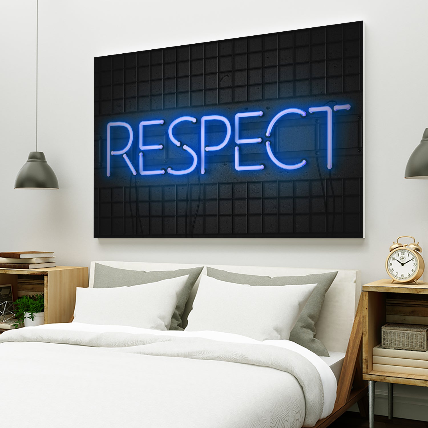 RESPECT – Neon Night by Art Frankenberg on GIANT ART - blue typography