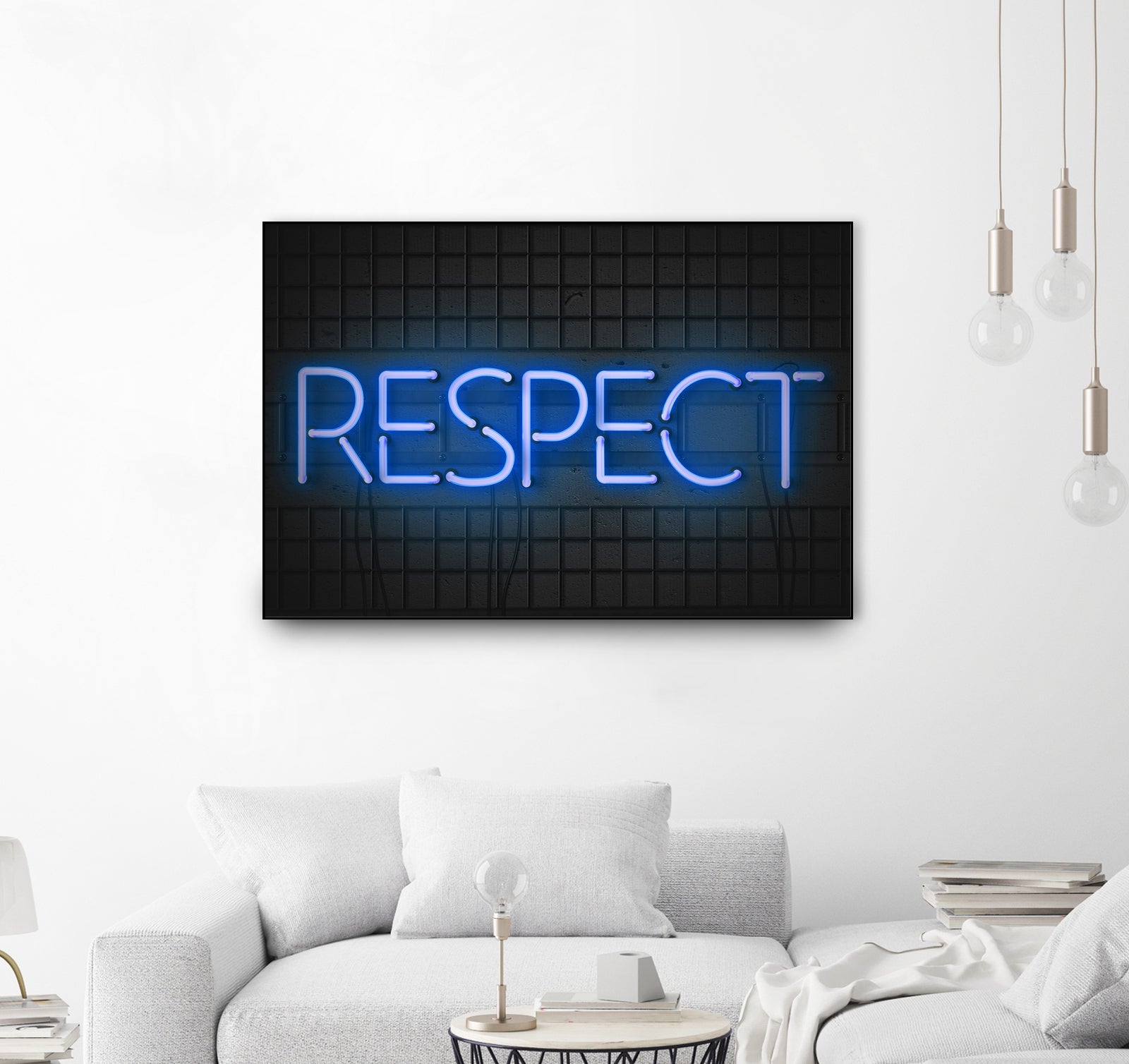 RESPECT – Neon Night by Art Frankenberg on GIANT ART - blue typography