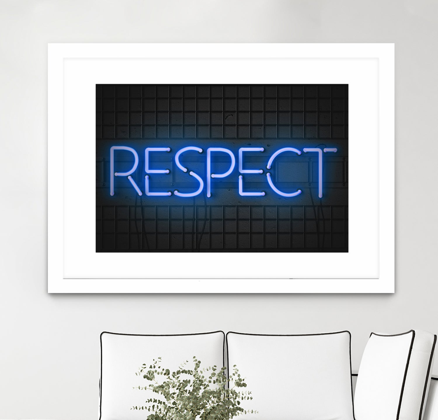 RESPECT – Neon Night by Art Frankenberg on GIANT ART - blue typography