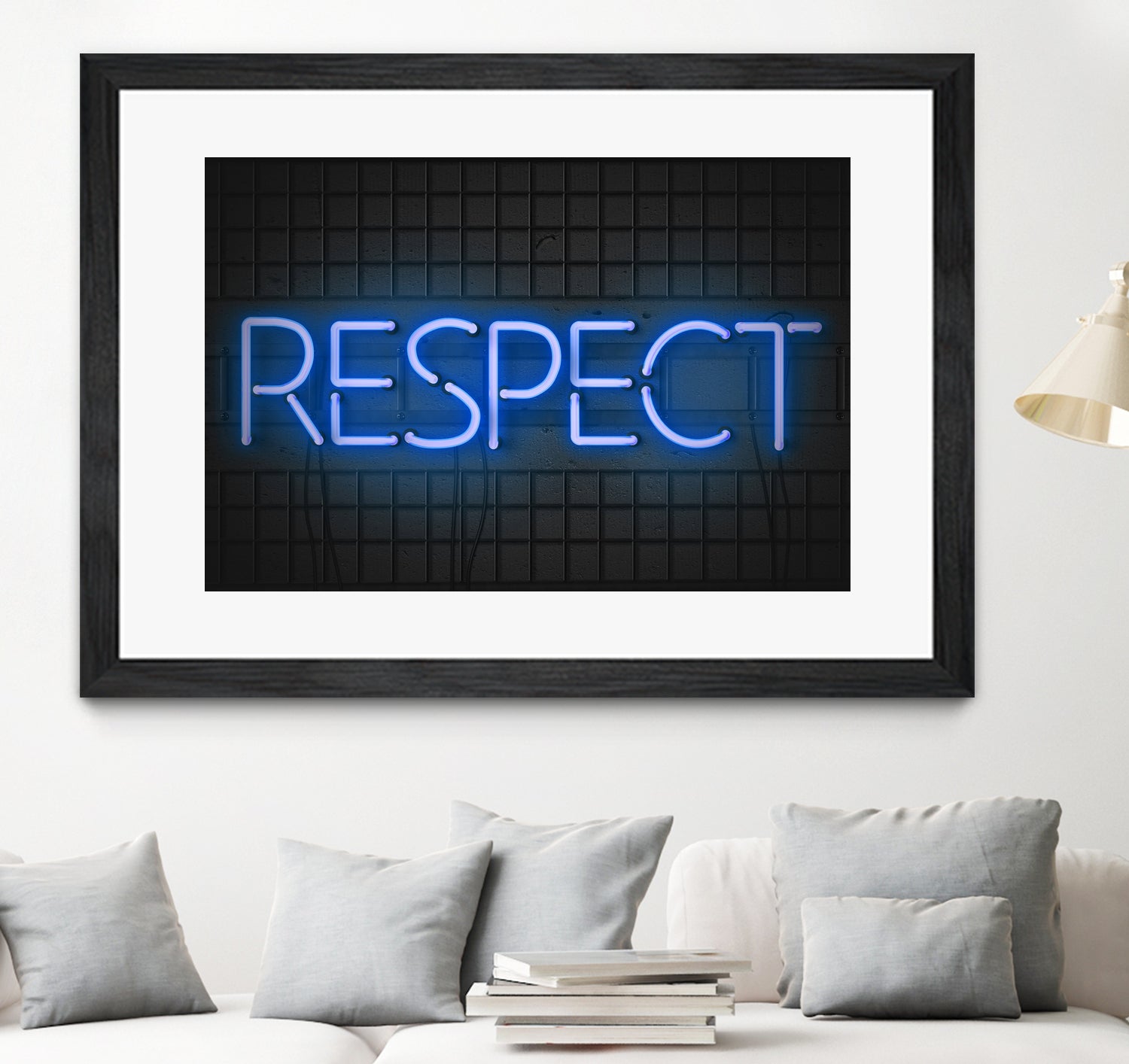 RESPECT – Neon Night by Art Frankenberg on GIANT ART - blue typography