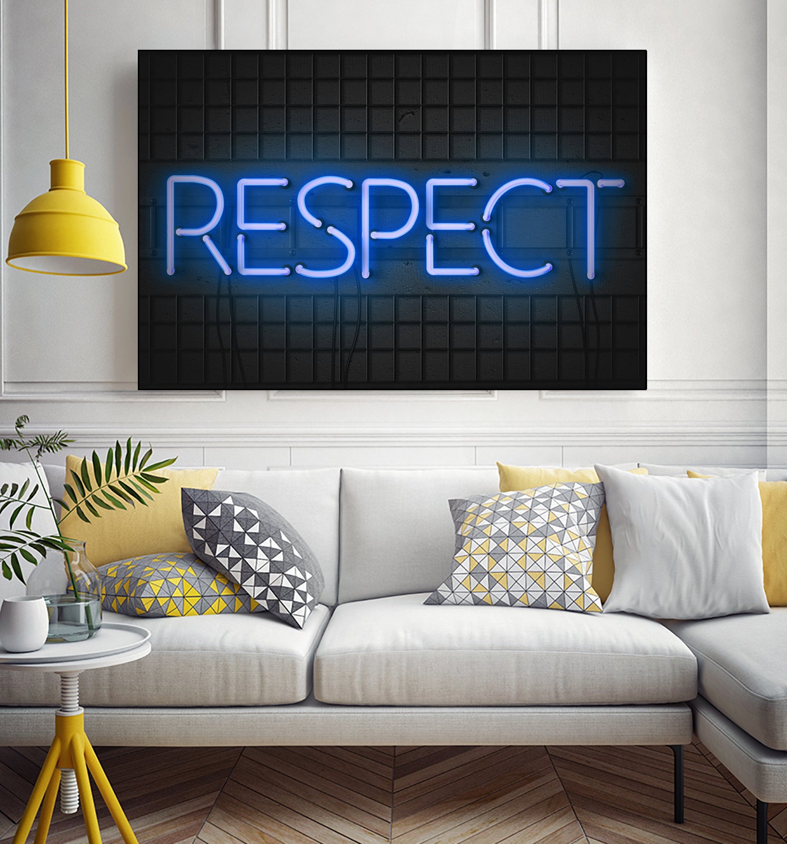 RESPECT – Neon Night by Art Frankenberg on GIANT ART - blue typography