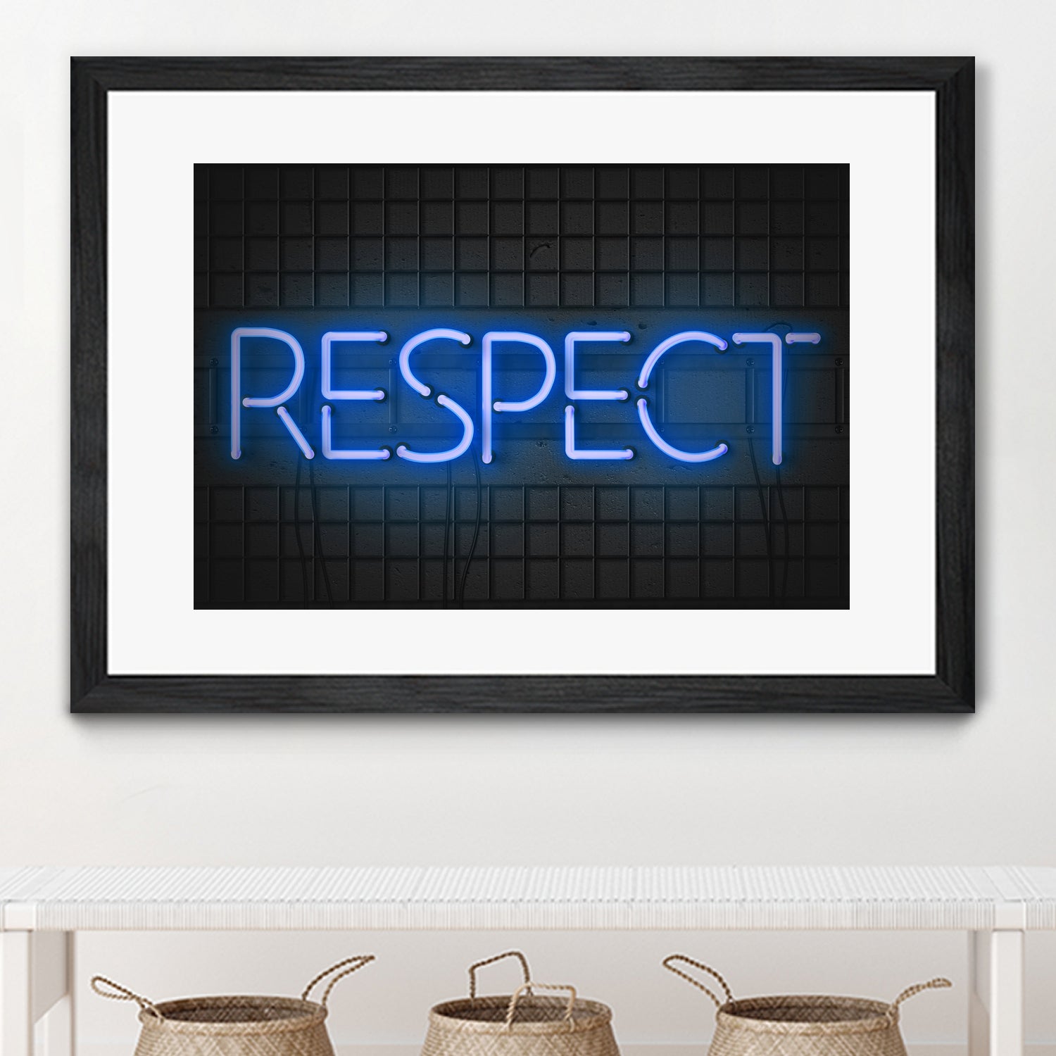 RESPECT – Neon Night by Art Frankenberg on GIANT ART - blue typography