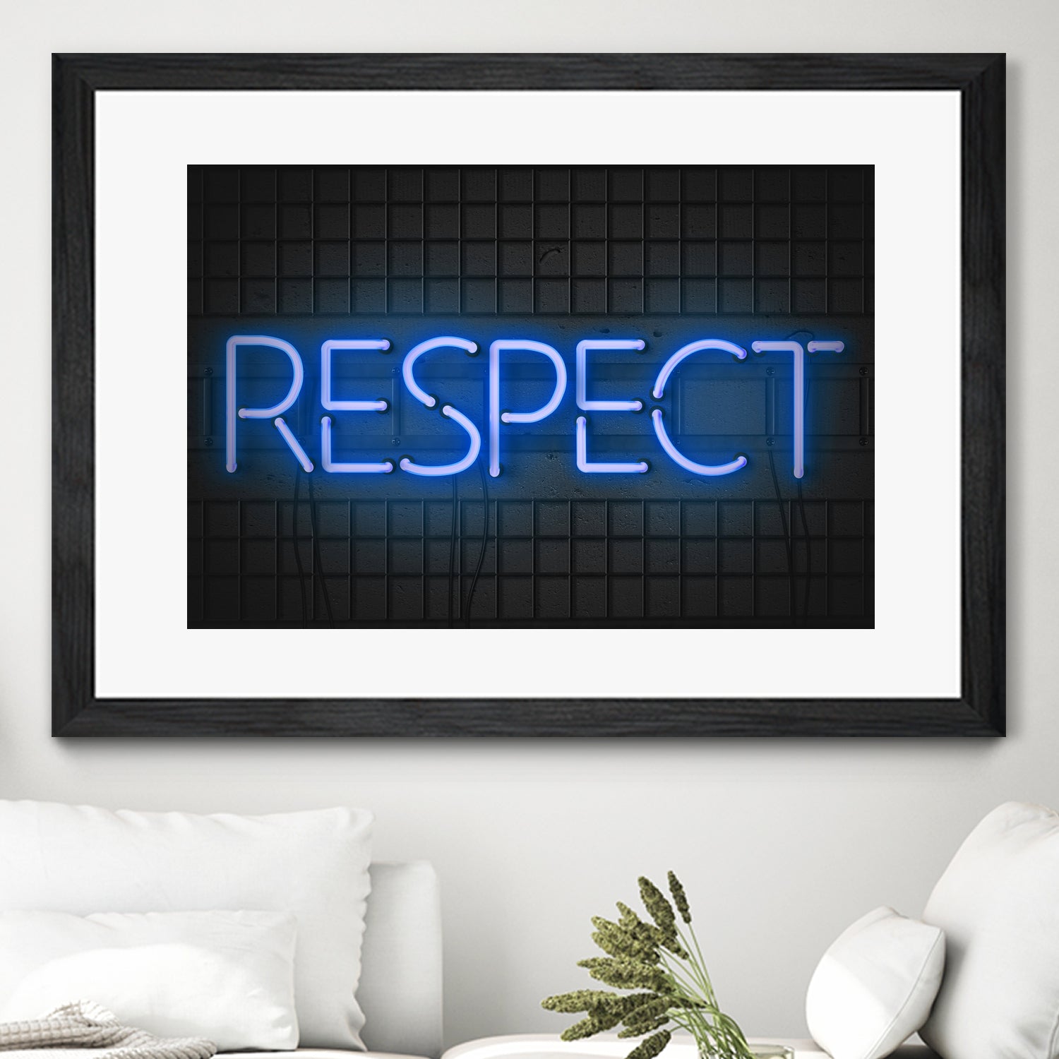 RESPECT – Neon Night by Art Frankenberg on GIANT ART - blue typography