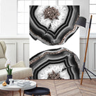 Gray Black White Agate with Rose Gold Glitter #2 #gem #decor by Anita & Bella Jantz on GIANT ART - gray photo illustration