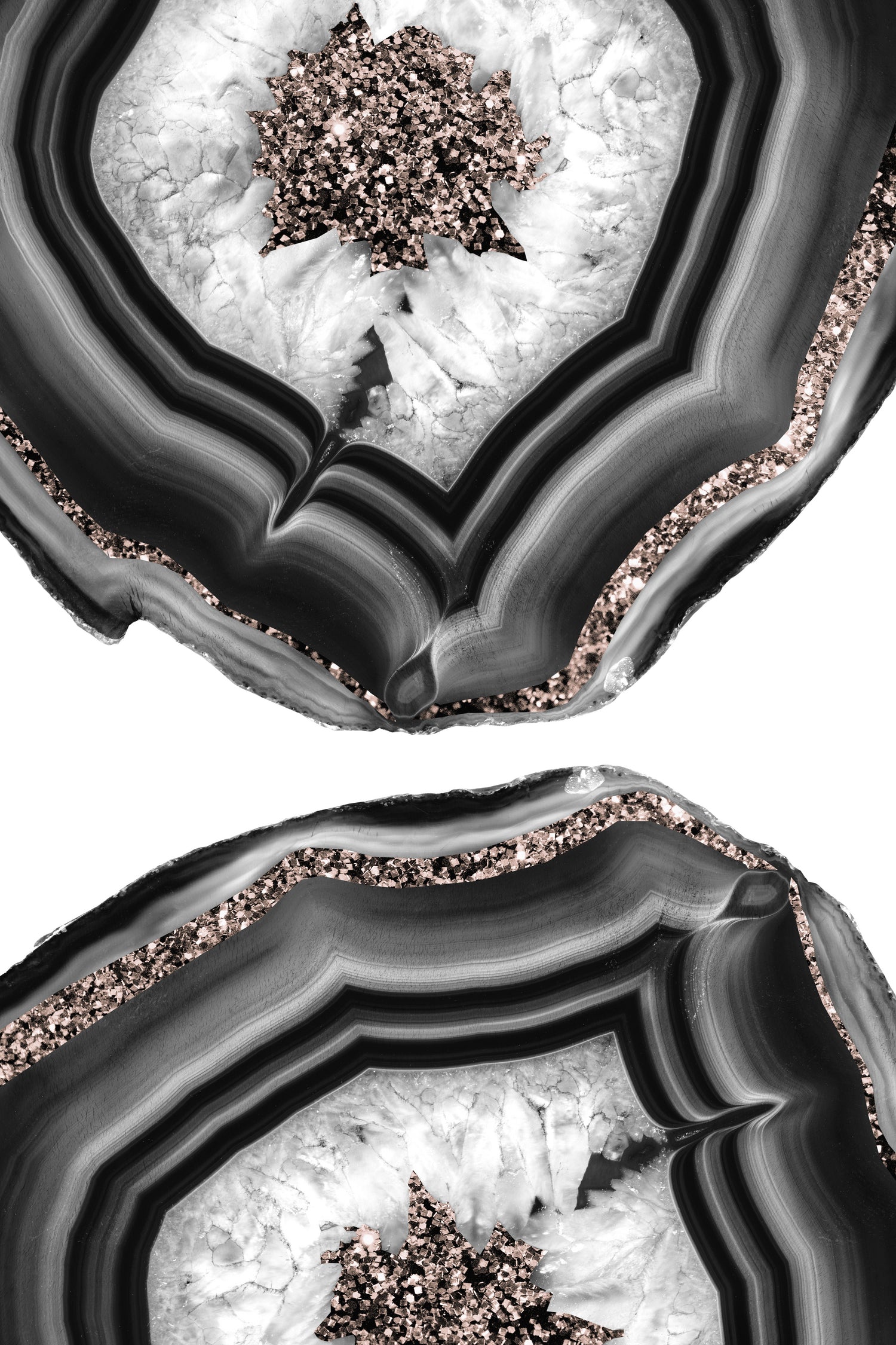 Gray Black White Agate with Rose Gold Glitter #2 #gem #decor by Anita & Bella Jantz on GIANT ART - gray photo illustration