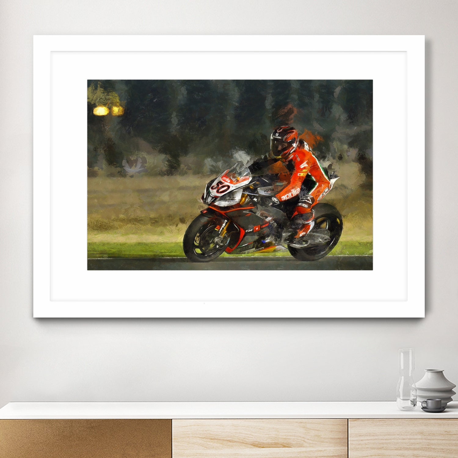 Motorcycle lover by jerome peloso on GIANT ART - orange digital painting