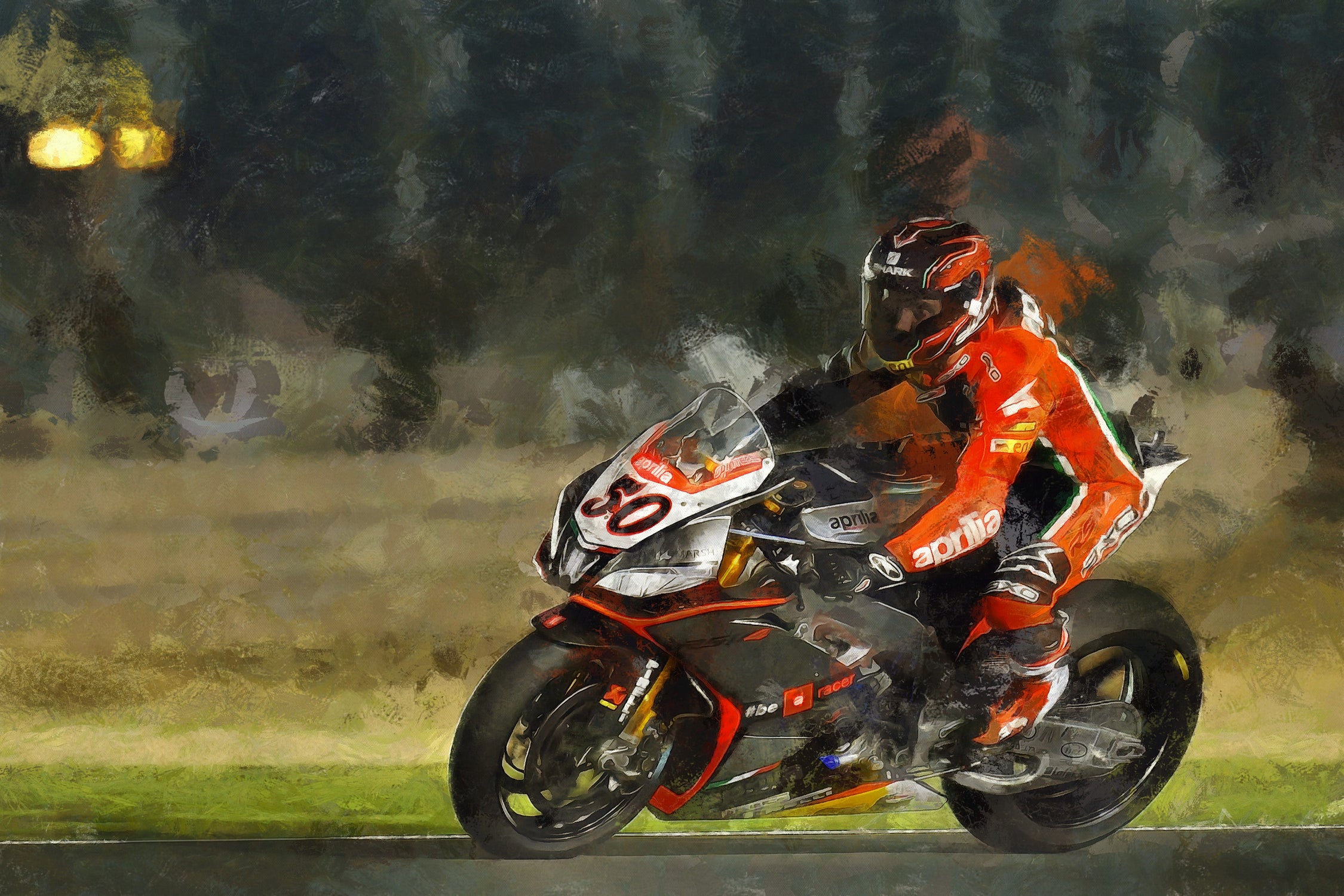 Motorcycle lover by jerome peloso on GIANT ART - orange digital painting