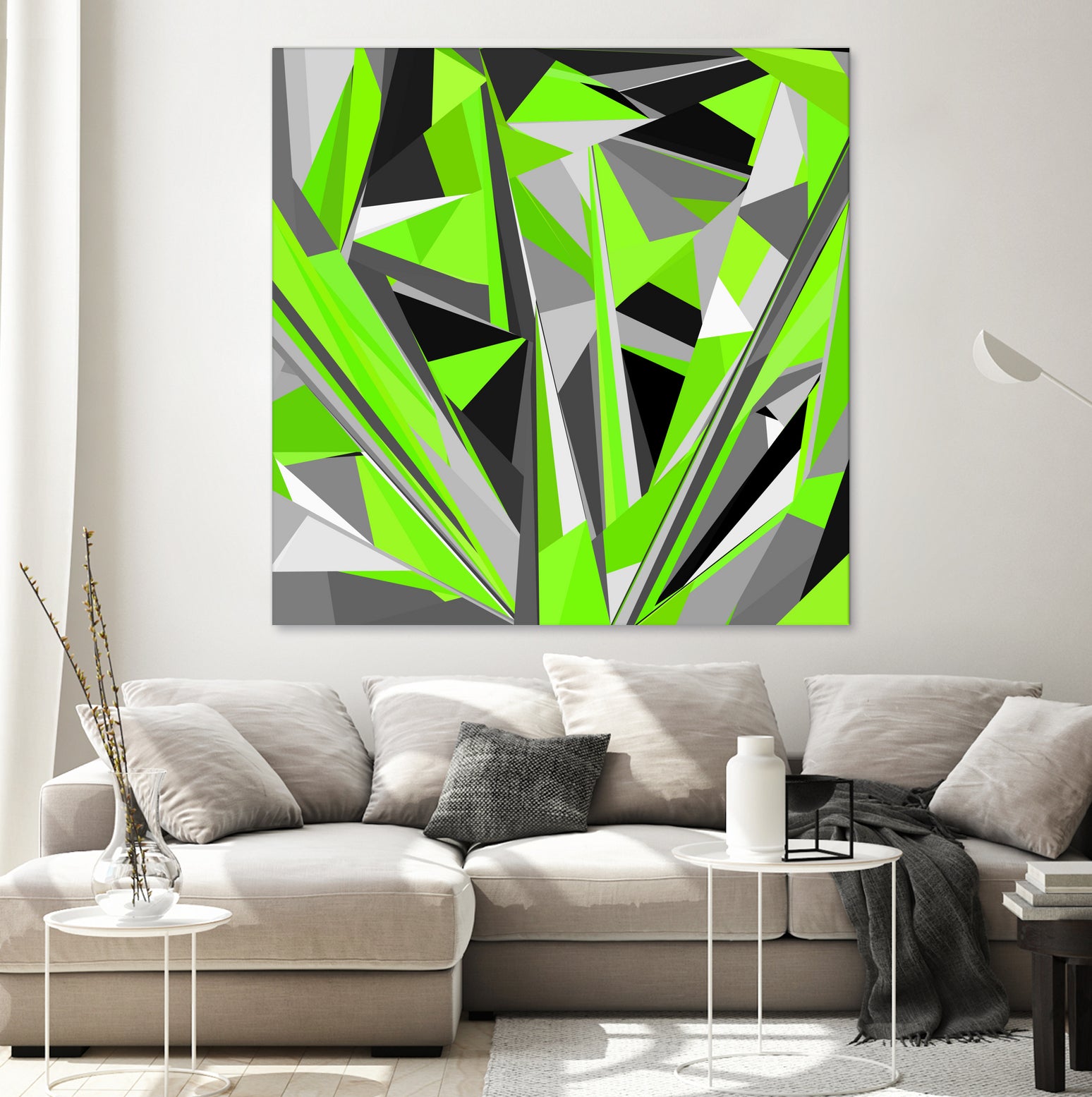 Grey-light-green geometry by Dmitry Chernov on GIANT ART - green digital painting