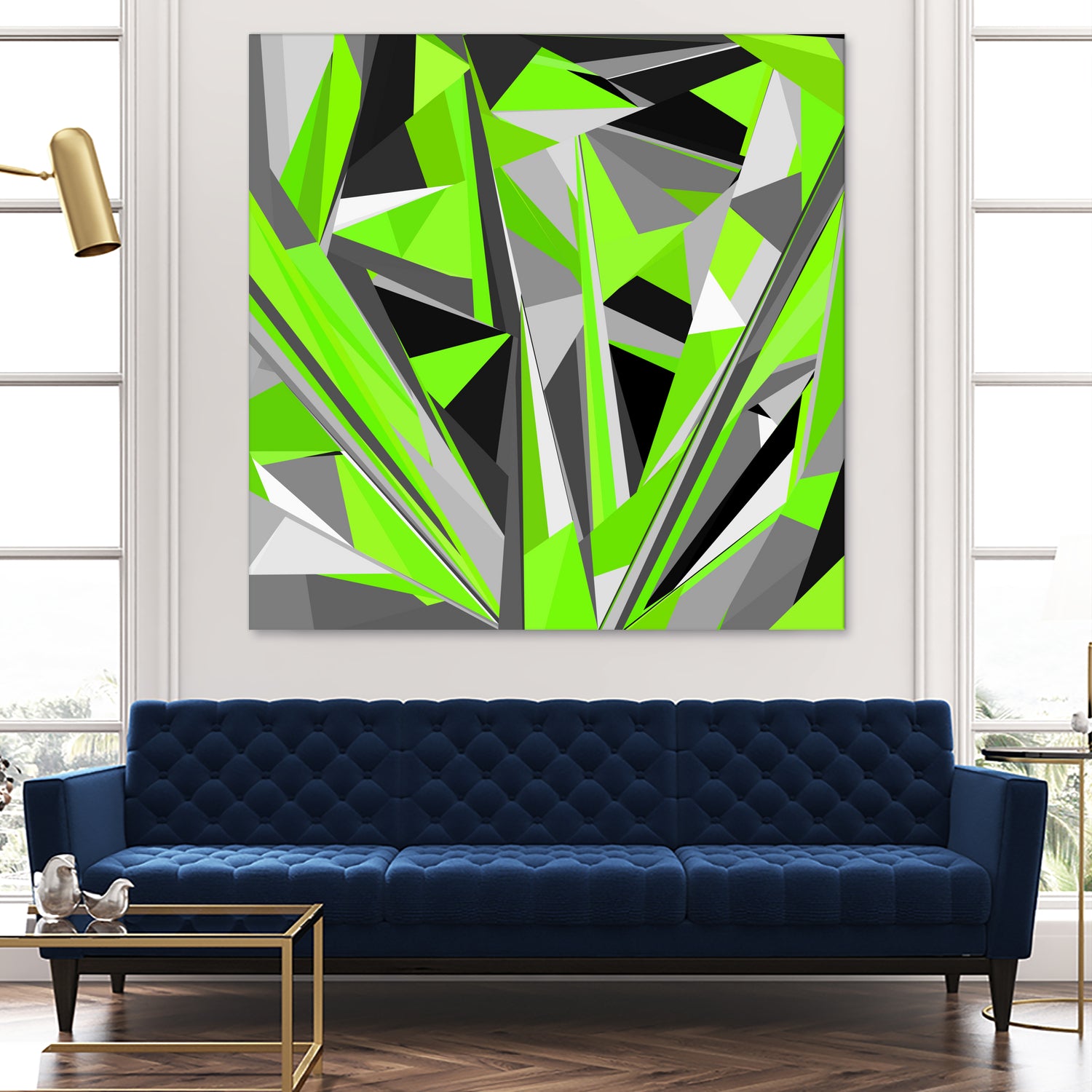 Grey-light-green geometry by Dmitry Chernov on GIANT ART - green digital painting