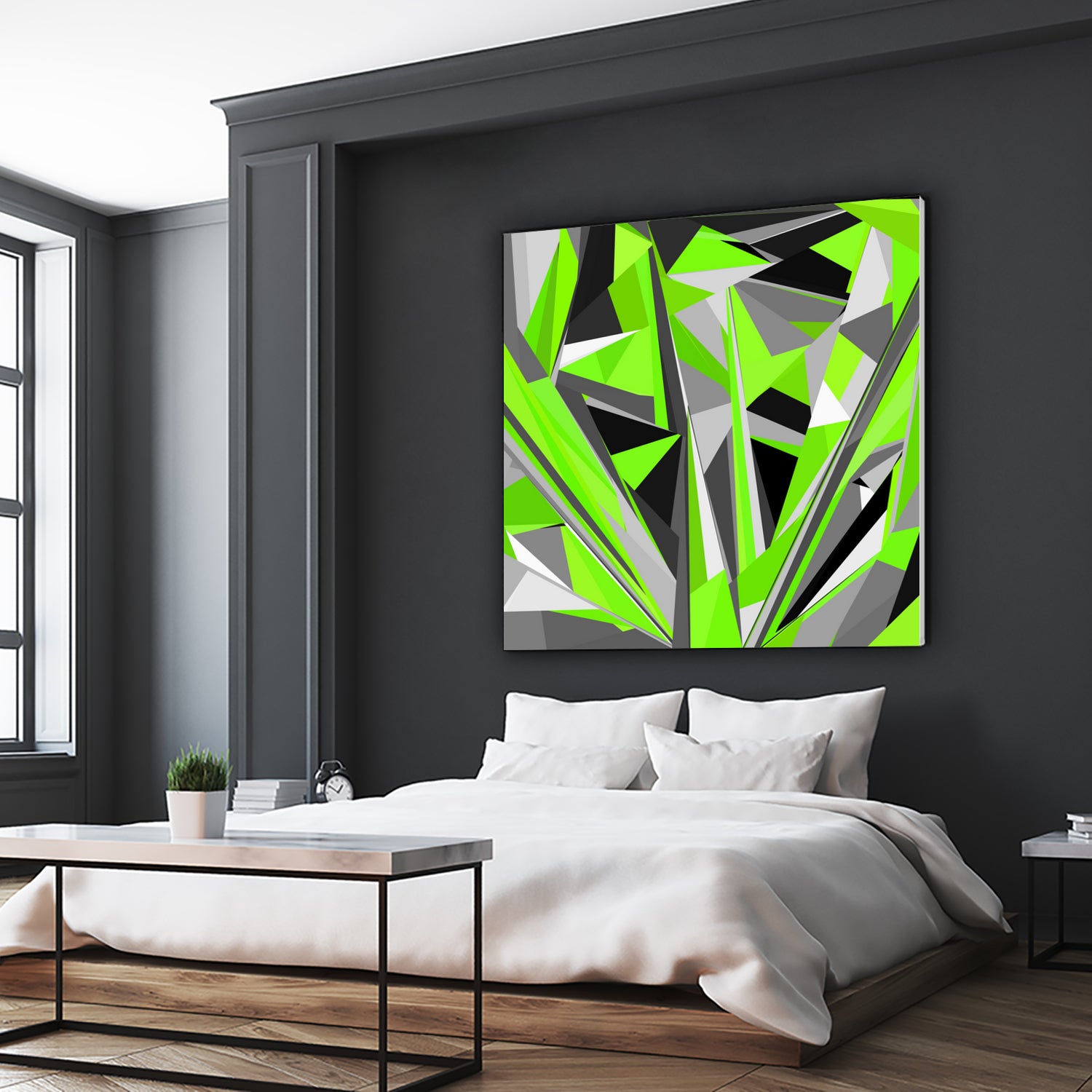 Grey-light-green geometry by Dmitry Chernov on GIANT ART - green digital painting