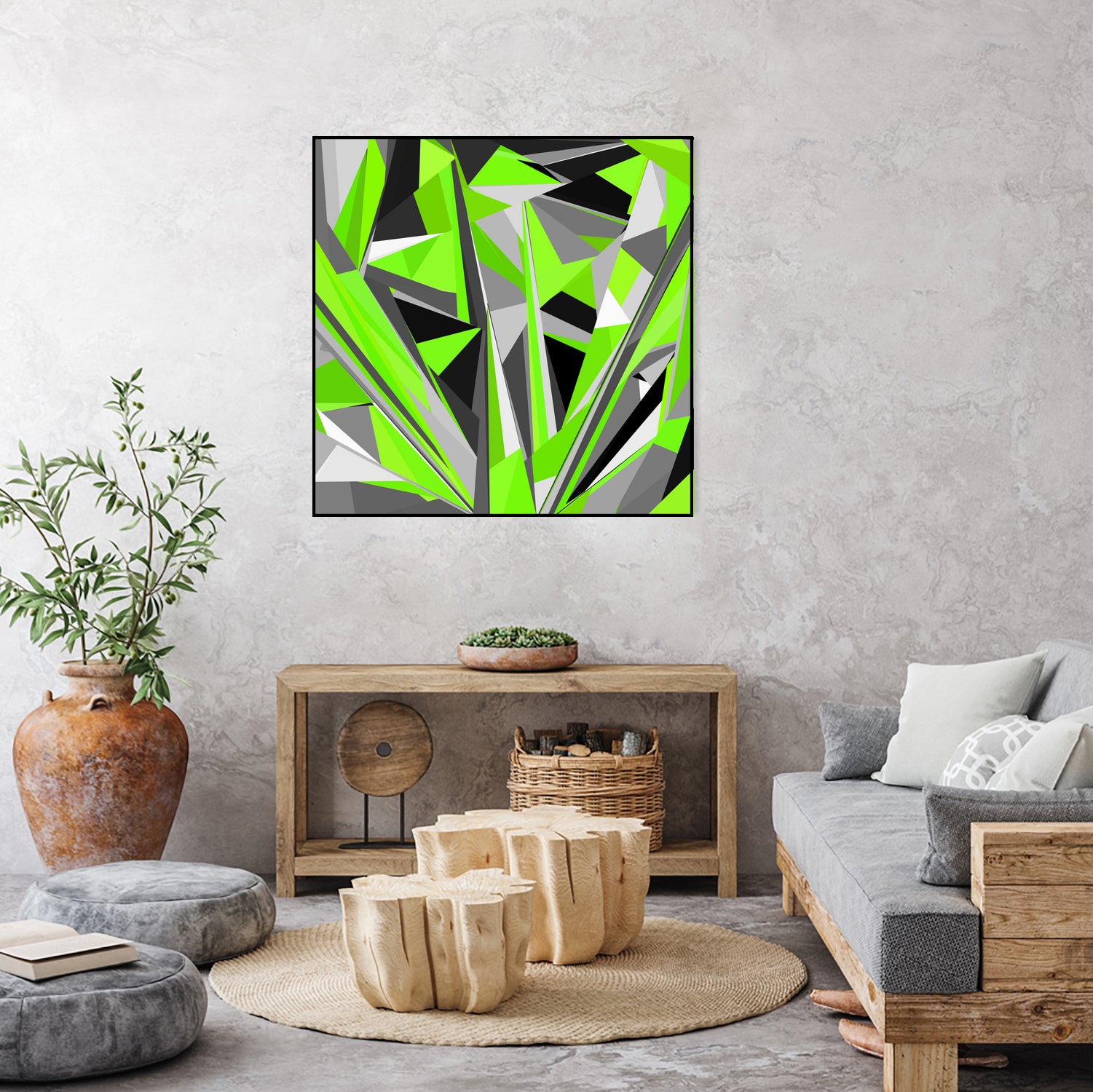 Grey-light-green geometry by Dmitry Chernov on GIANT ART - green digital painting